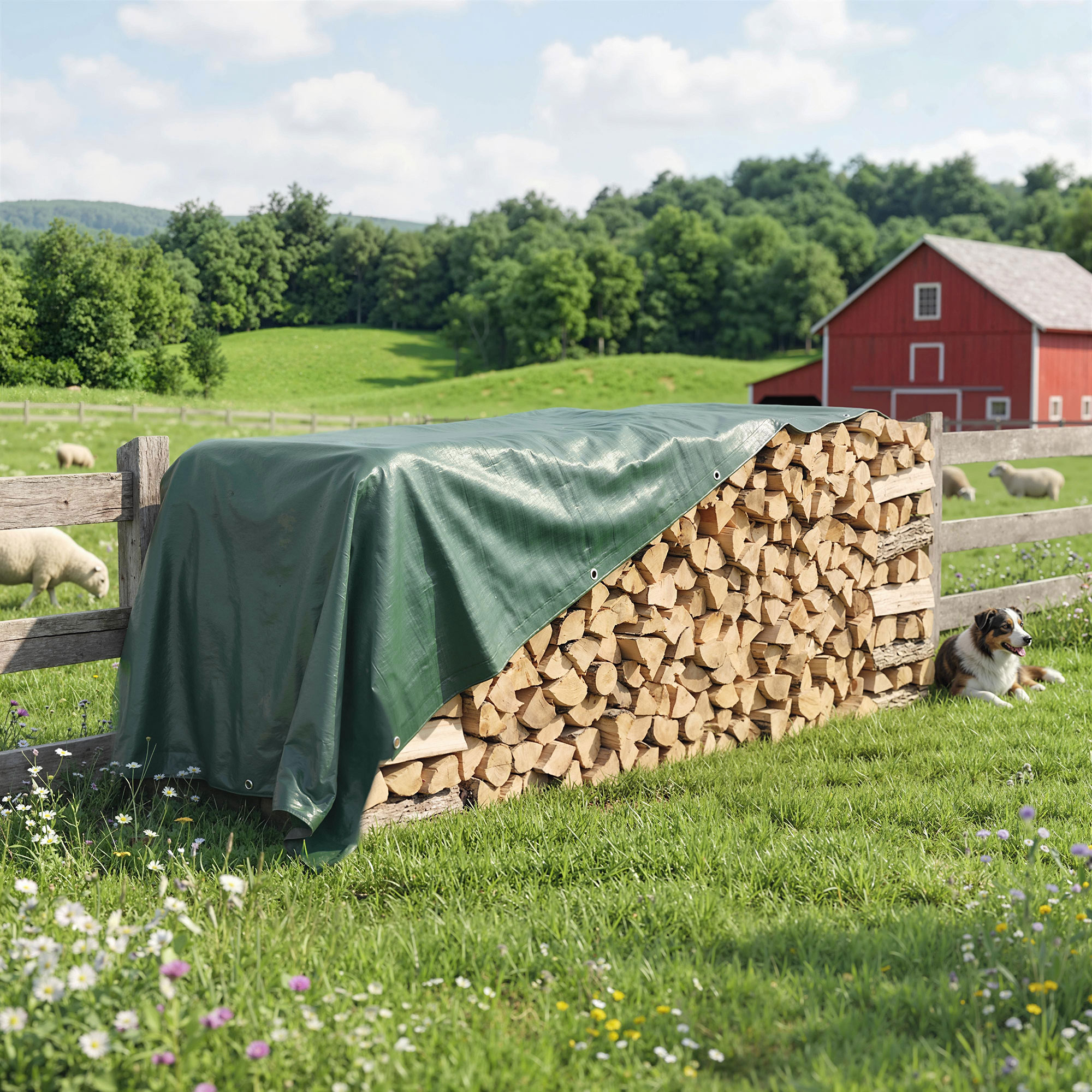Veekindel katteplekk 6 x 4 m, 90 g/m² PE, roheline