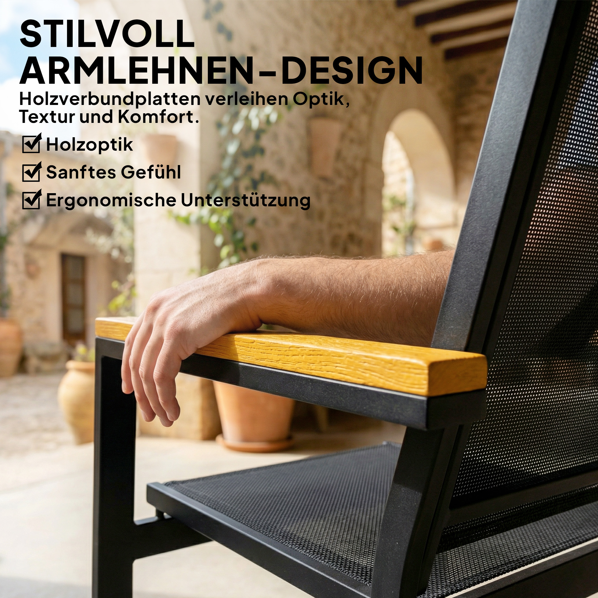 Aiamööbli komplekt 4 inimesele, metall, must, 110 x 63,5 x 84 cm