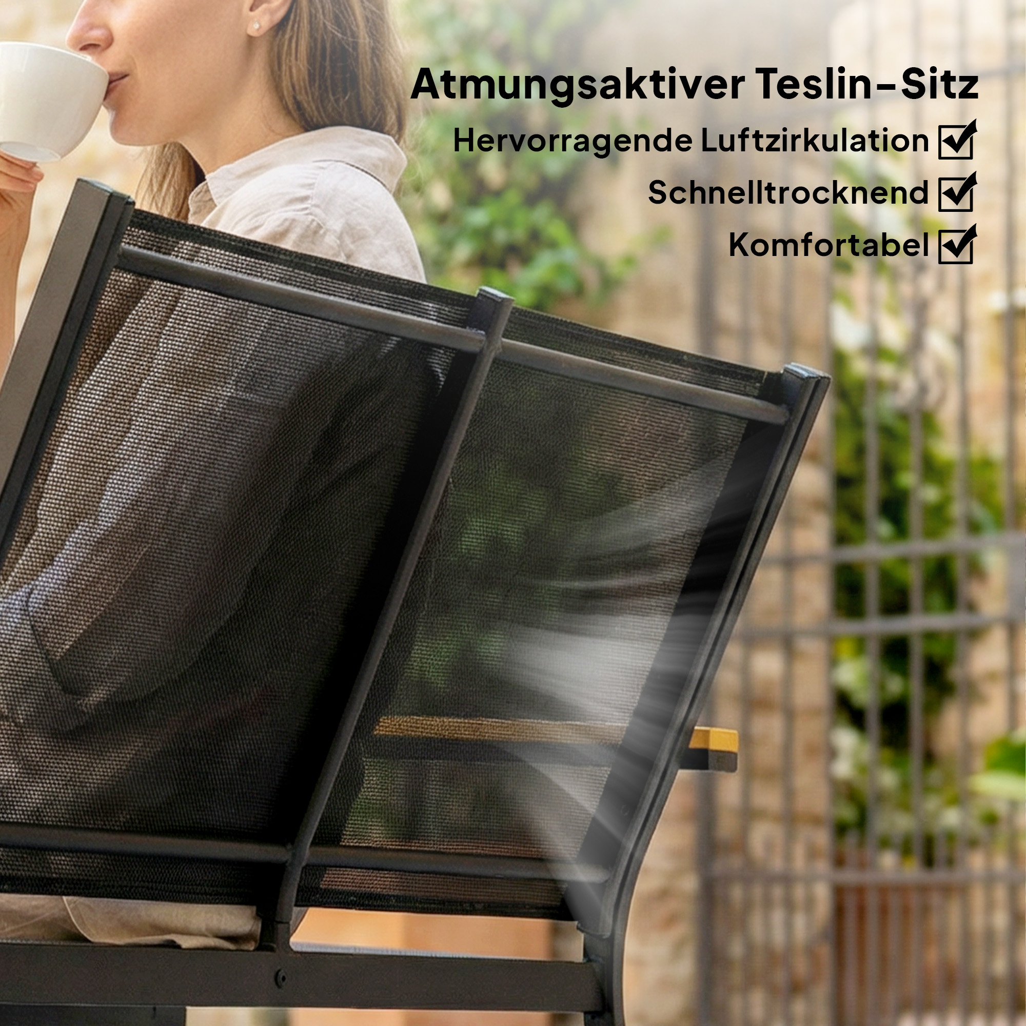 Aiamööbli komplekt 4 inimesele, metall, must, 110 x 63,5 x 84 cm