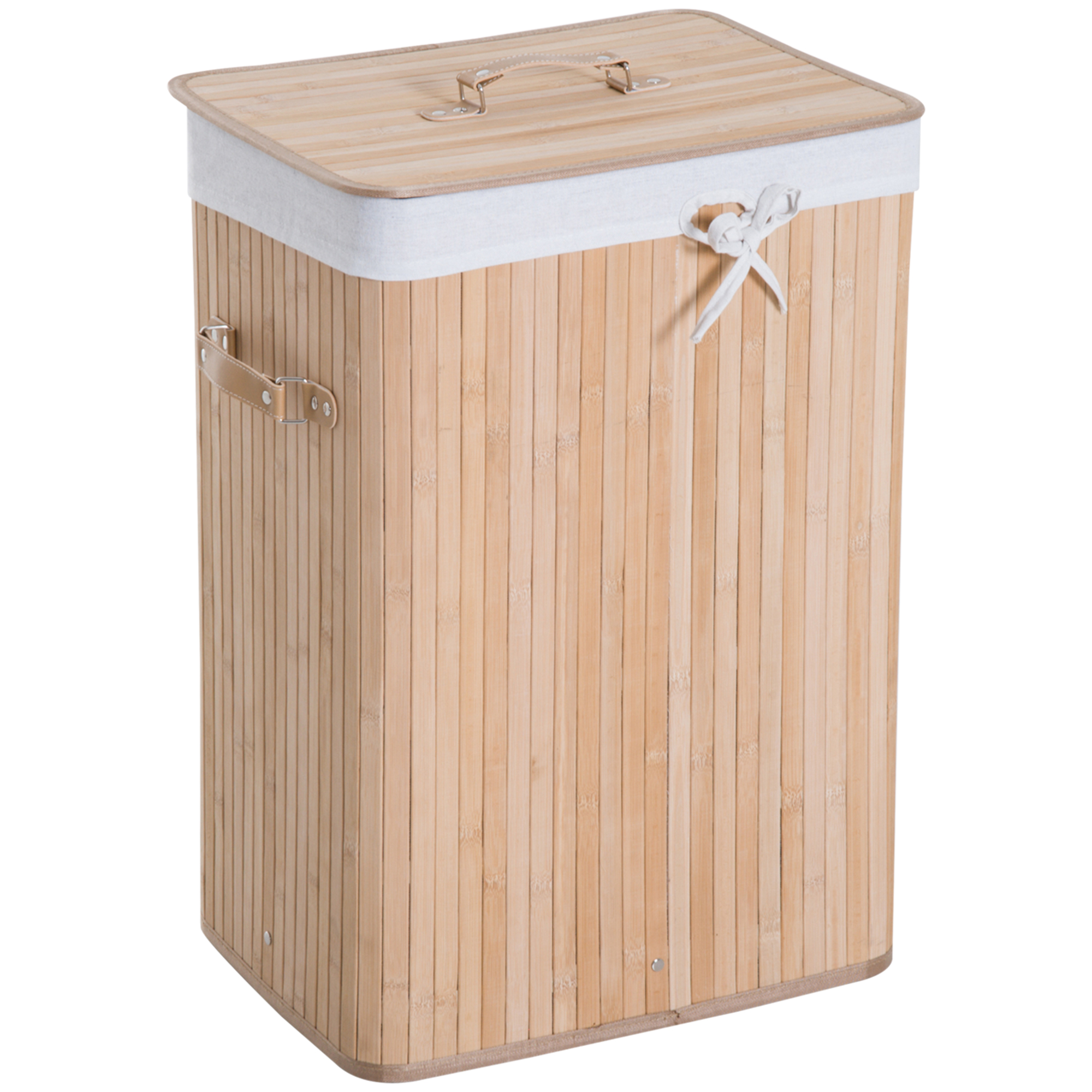Pesukorv kaanega, bambus, naturaalne, 72 l, 40 x 30 x 60 cm