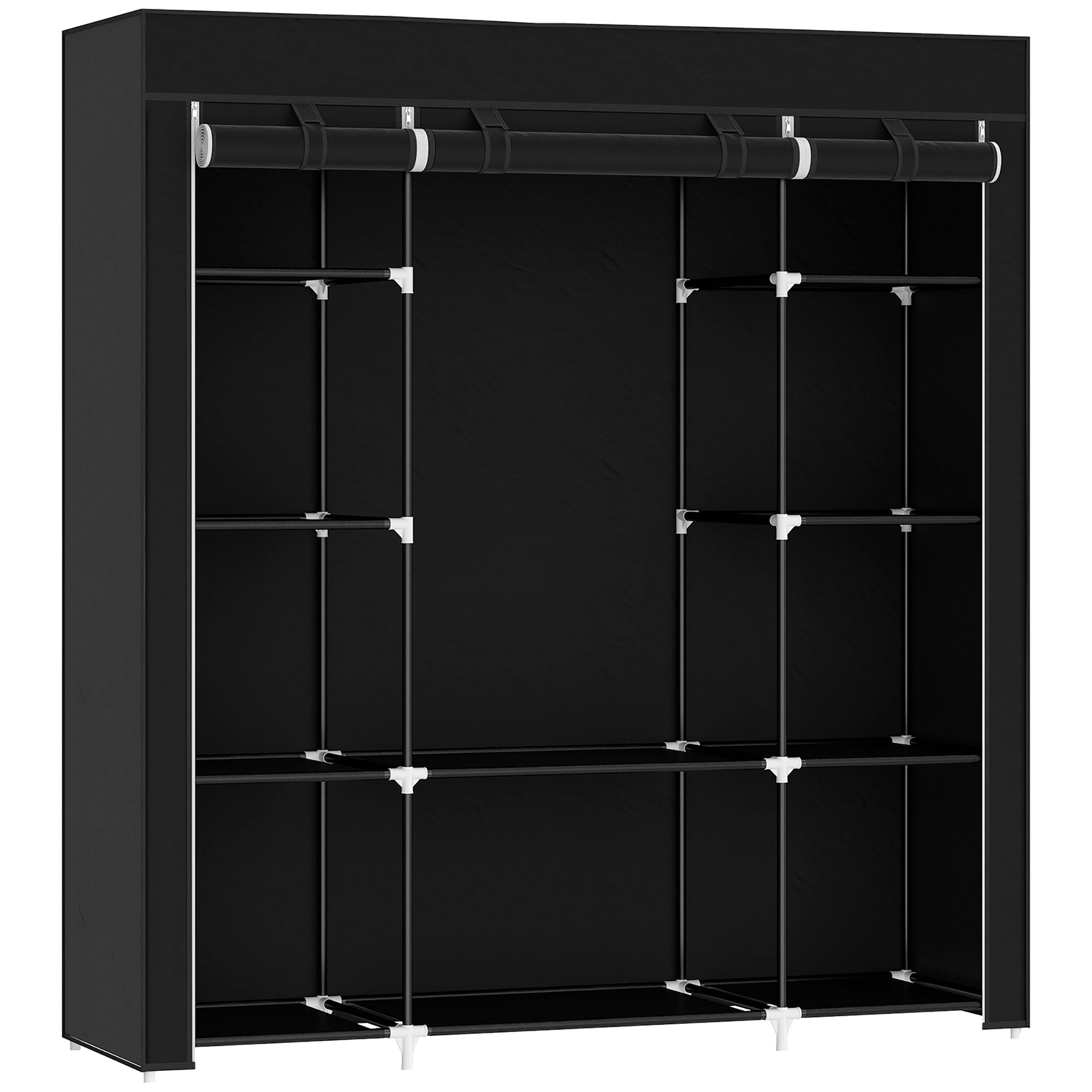 Riidest kapp, must, 150 x 43 x 162,5 cm