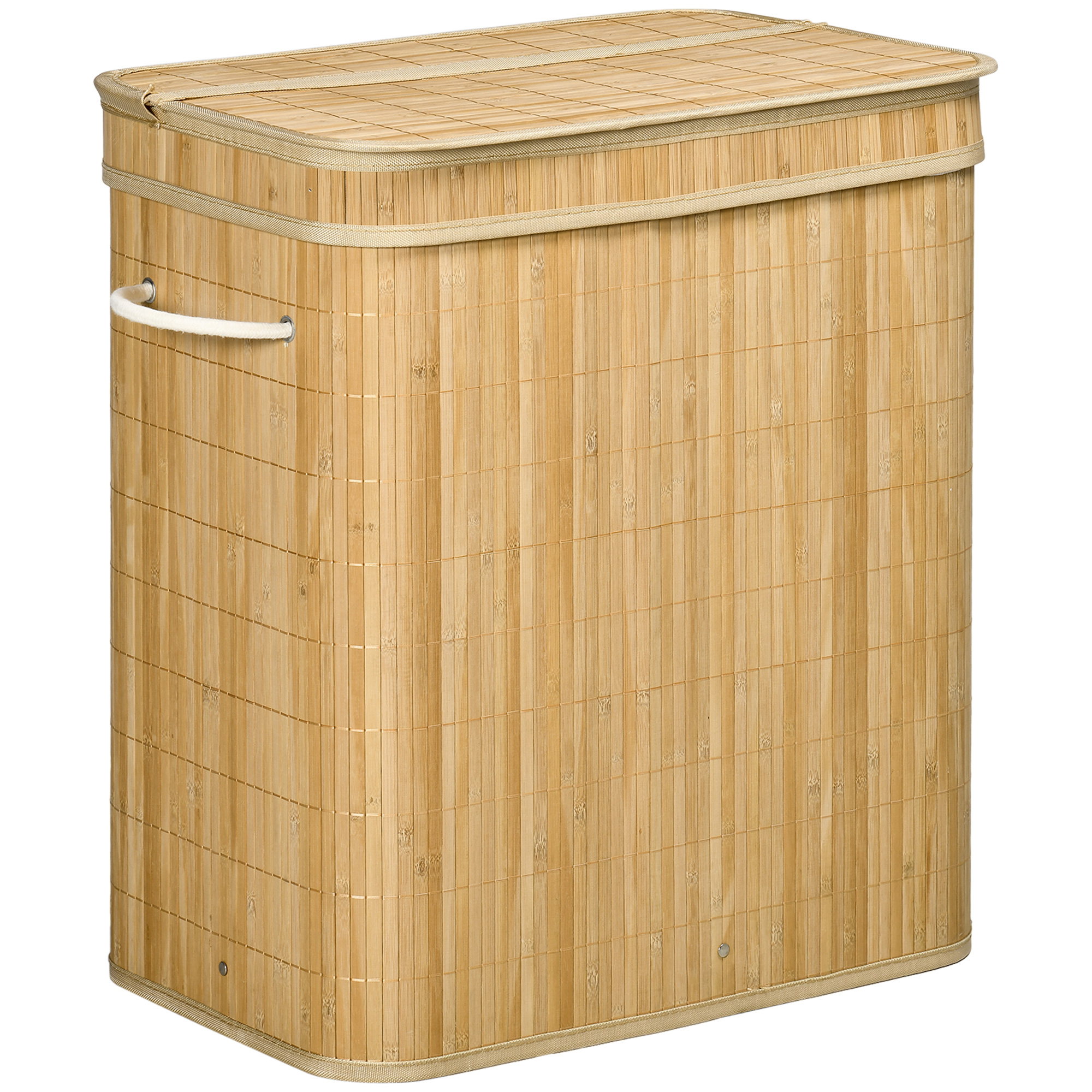 Kokkupandav bambusest pesukorv, 90 l, naturaalne