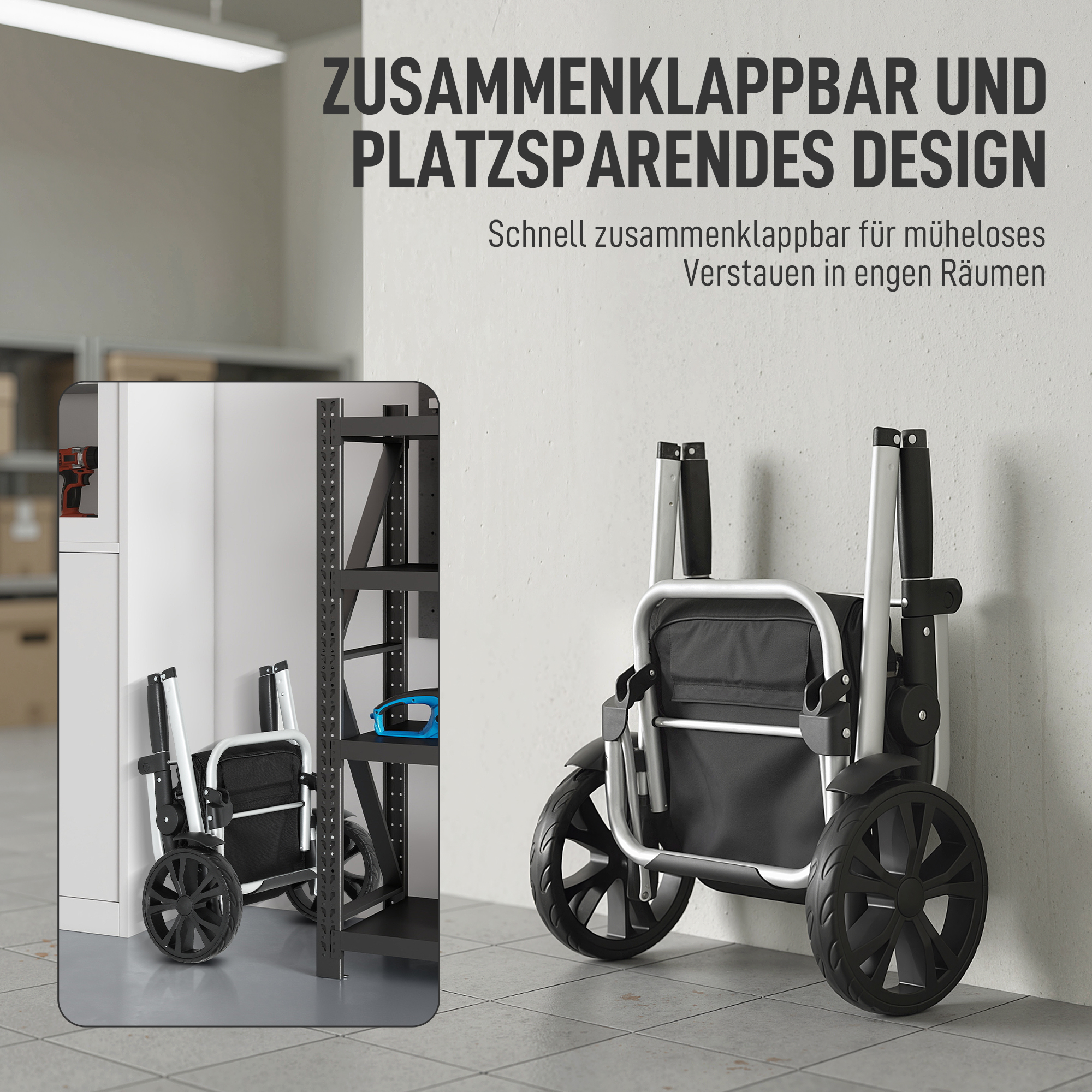 3-in-1 ostutrolley, kokkupandav, 40 l, must, kuni 25 kg