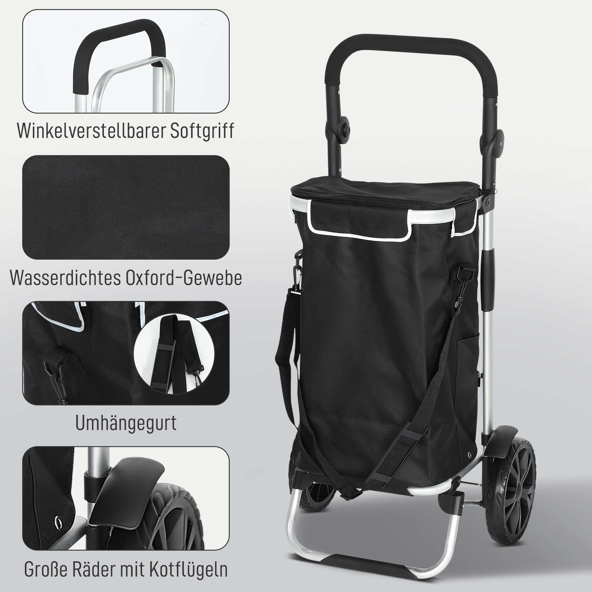 3-in-1 ostutrolley, kokkupandav, 40 l, must, kuni 25 kg