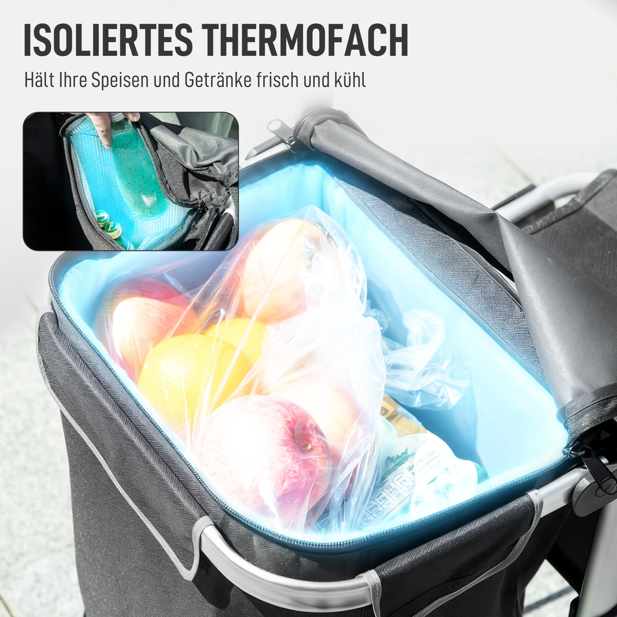 3-in-1 ostutrolley, kokkupandav, 40 l, must, kuni 25 kg