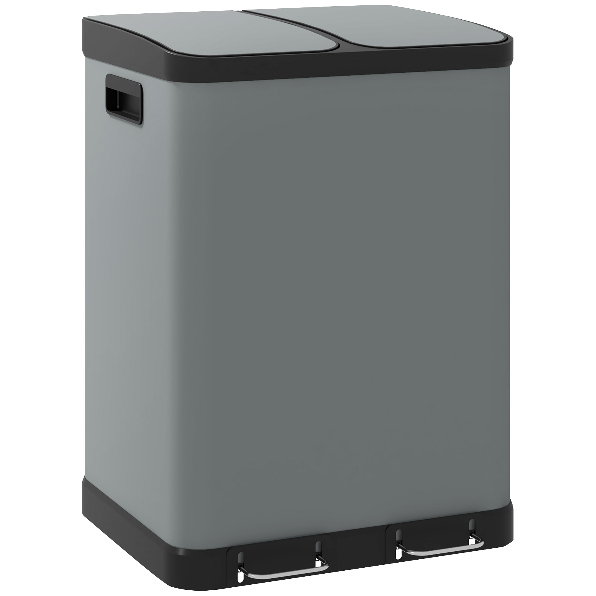 Kahe osaga prügikast, 2 x 30 l, hall