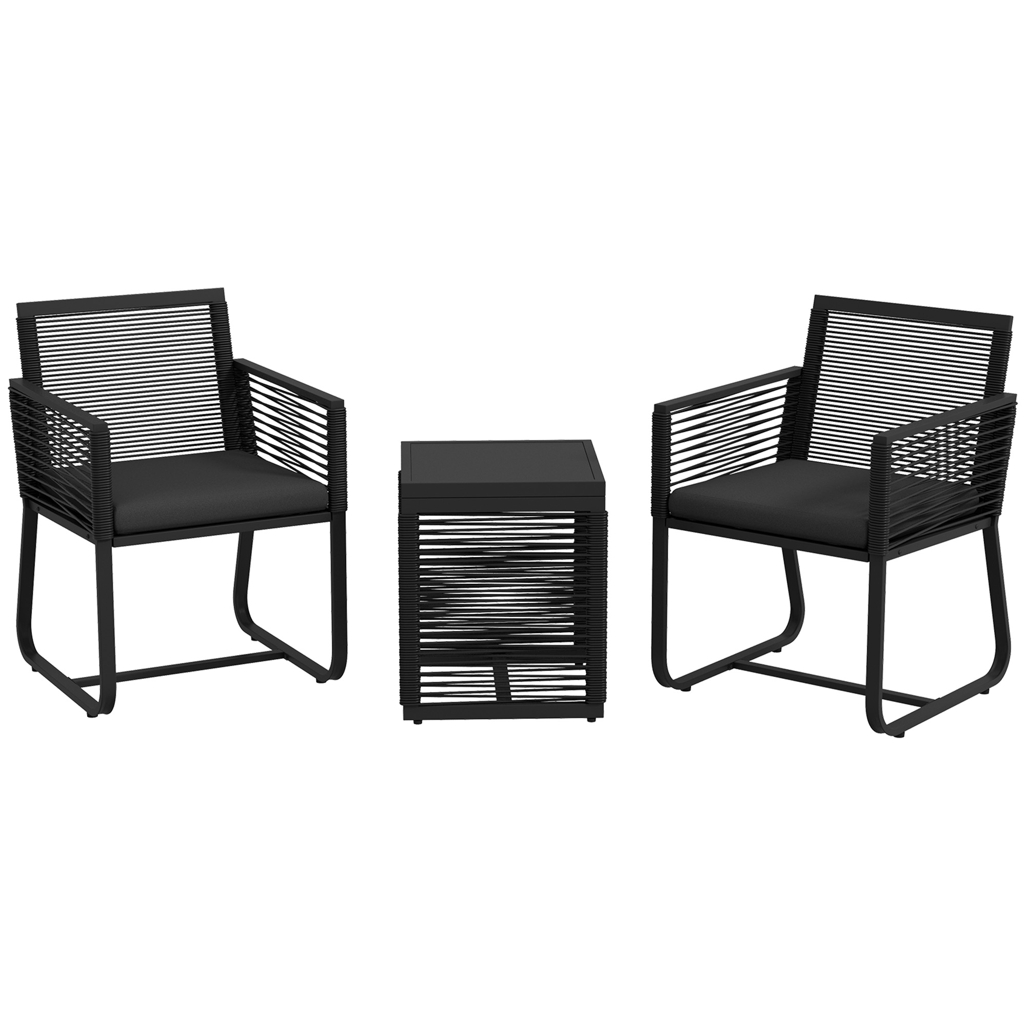 3-osaline bistrookomplekt rõdule ja terrassile, must + hall, 53 x 57 x 77 cm