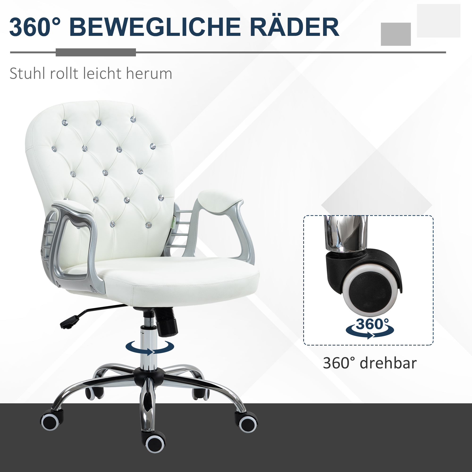 Bürootool, ergonoomiline, käetugedega, polsterdatud seljatoega, valge