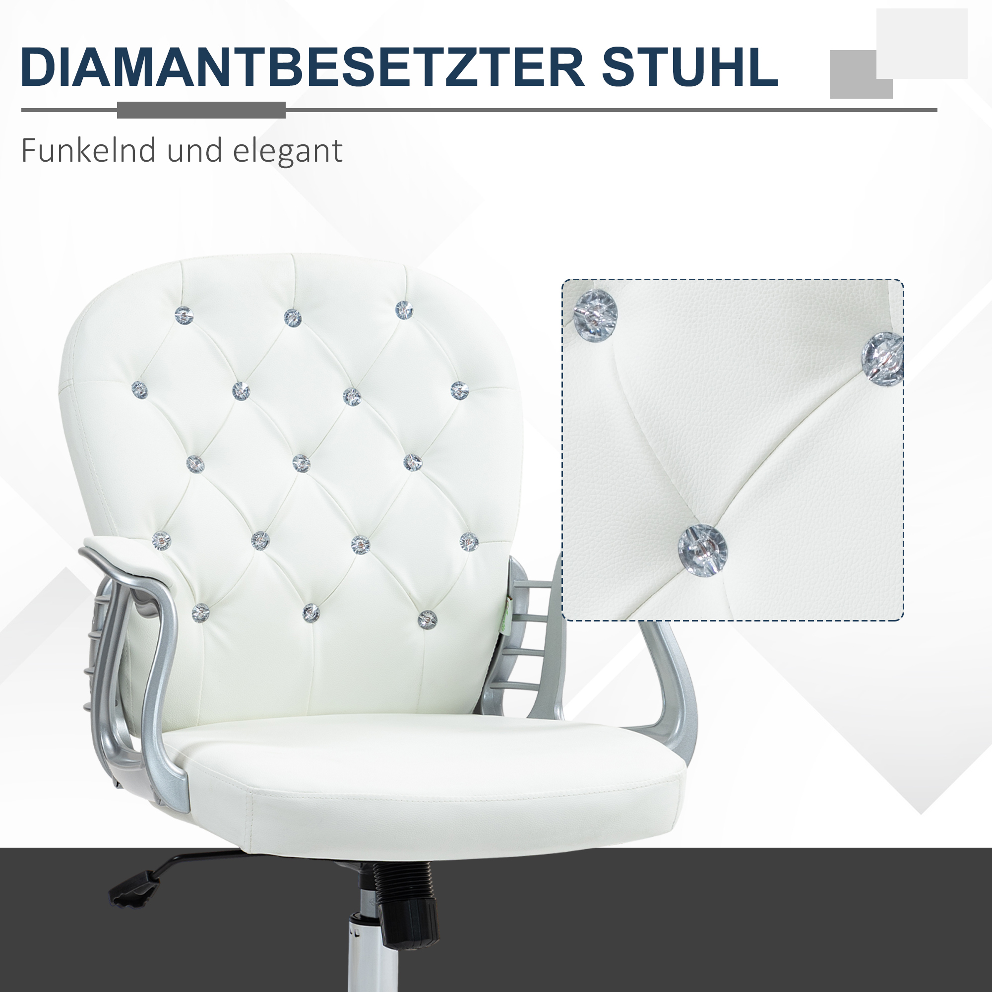 Bürootool, ergonoomiline, käetugedega, polsterdatud seljatoega, valge