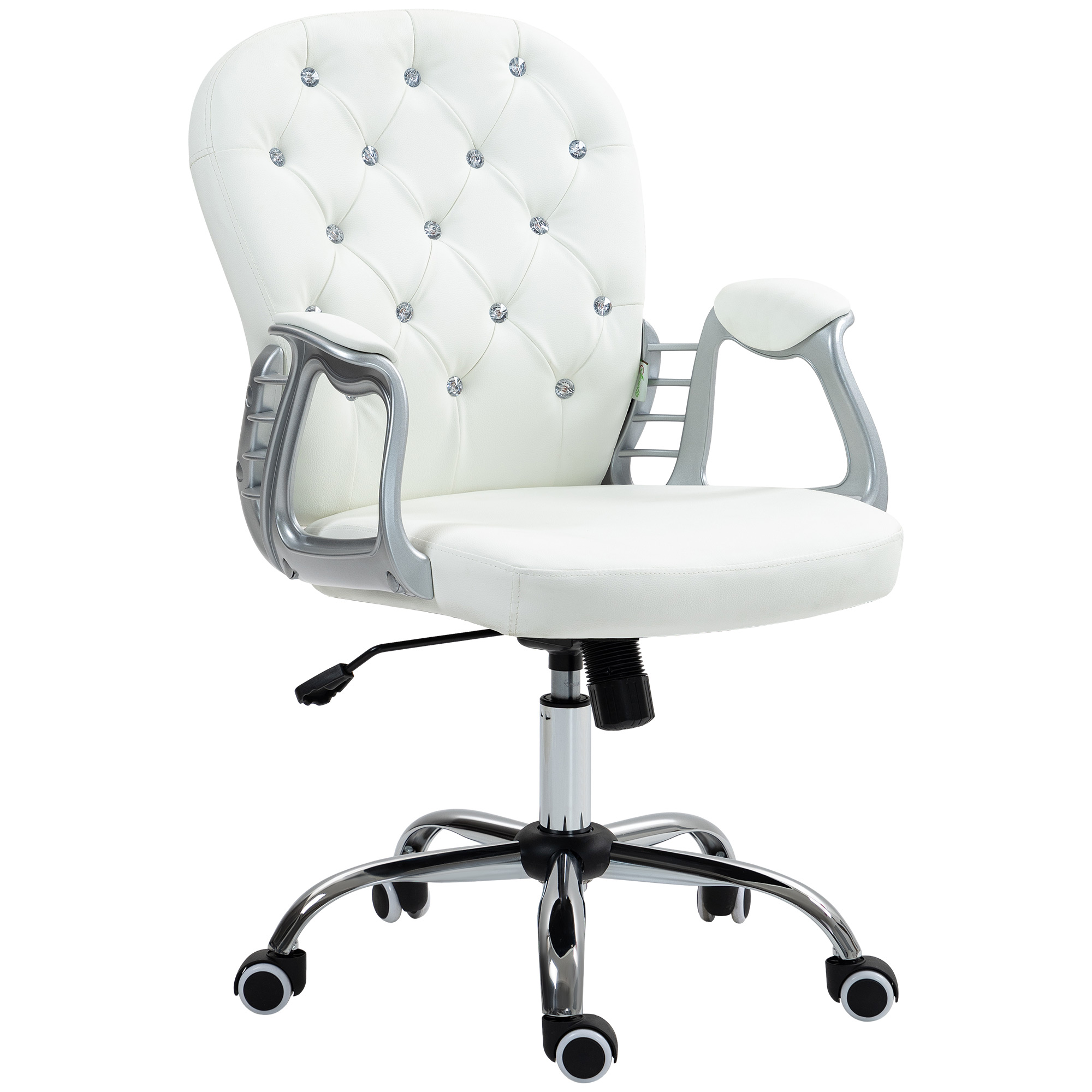 Bürootool, ergonoomiline, käetugedega, polsterdatud seljatoega, valge