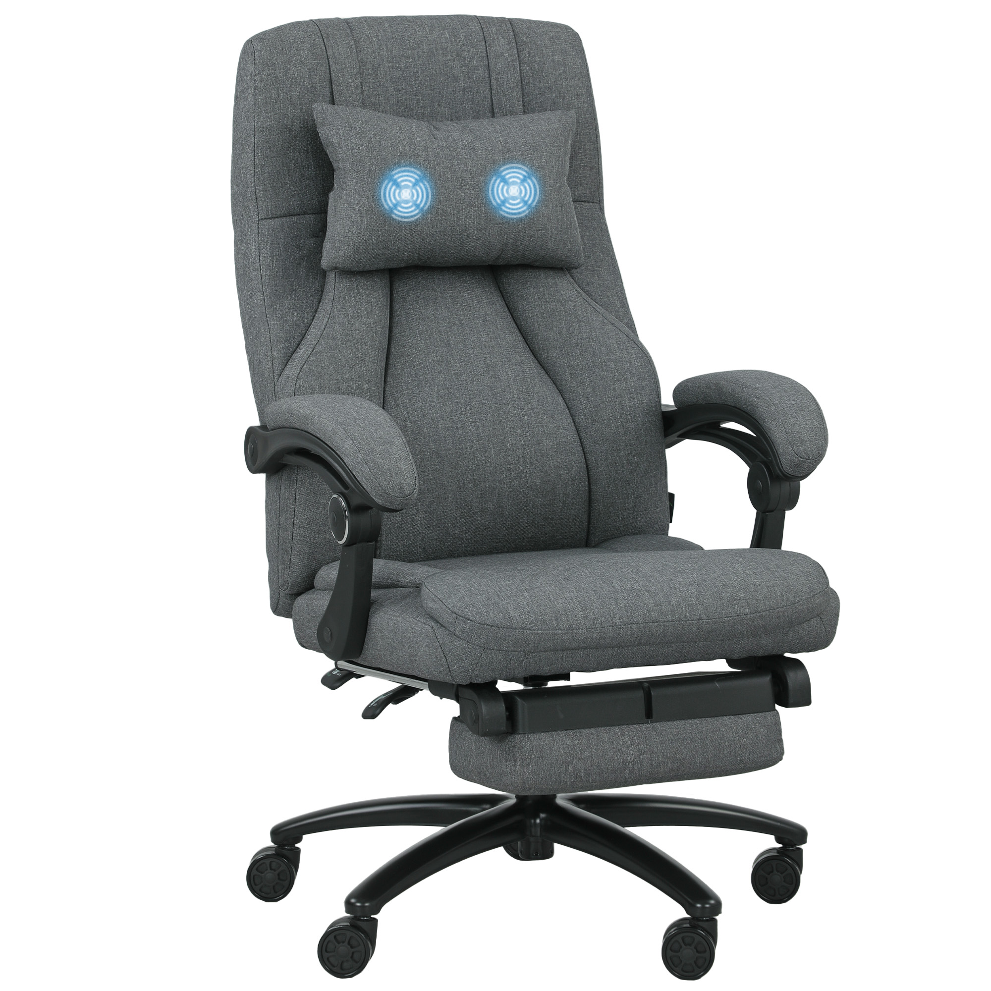 Massaaži bürootool, USB-liidesega, tumehall, 64 x 74 x 109-117 cm