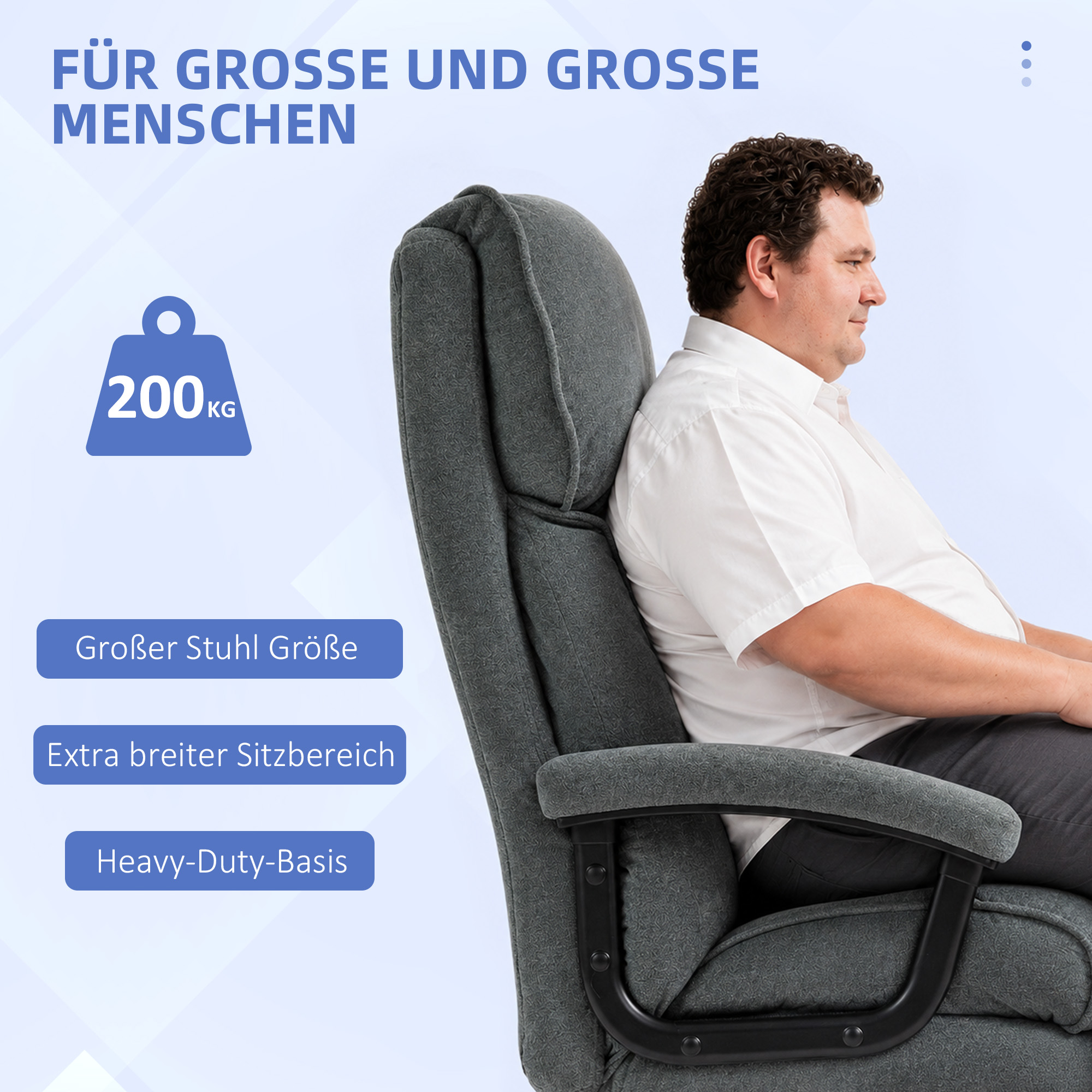 Suur kõrge bürootool, hall, kuni 200 kg