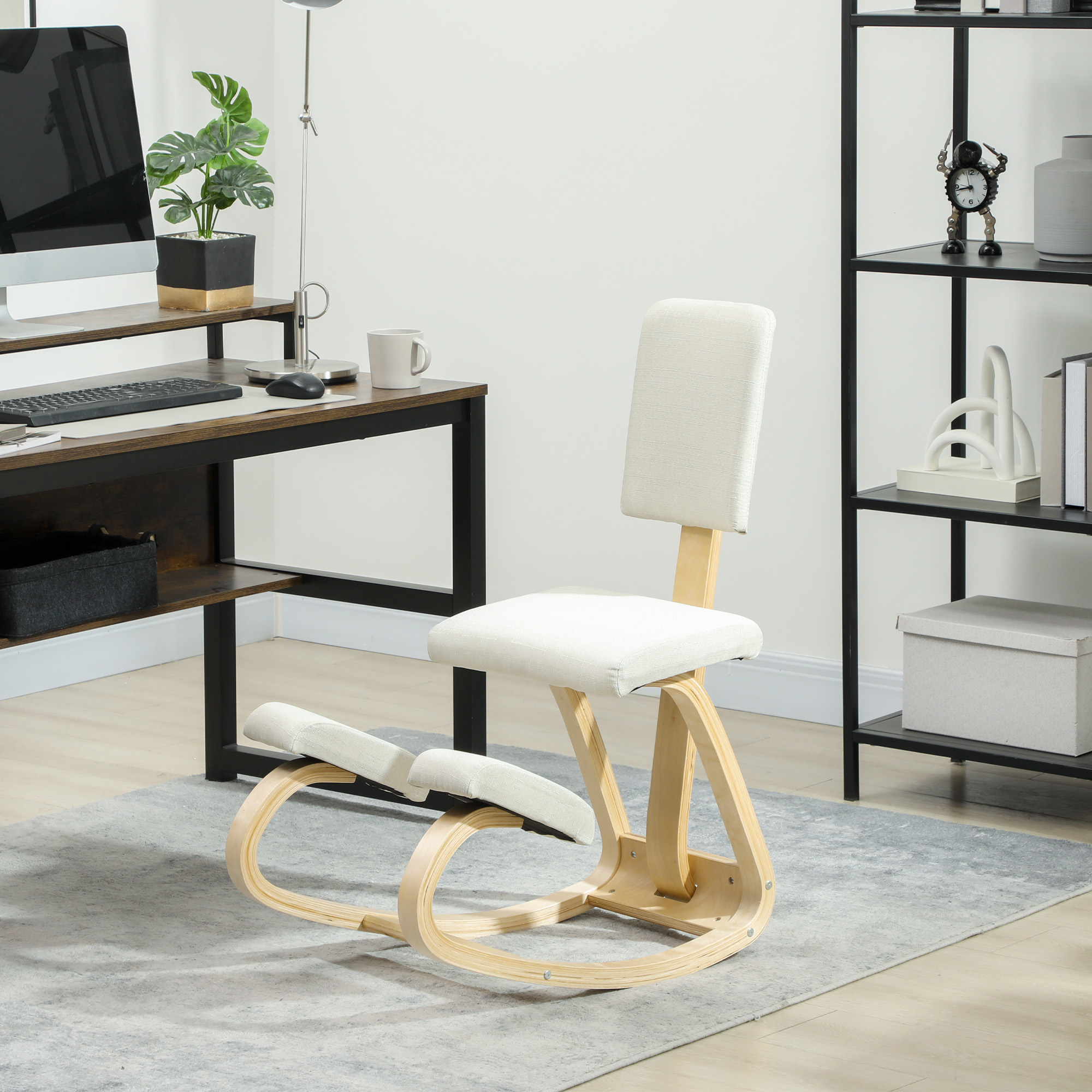 Ergonoomiline põlvetool, kreemvalge, 51 x 84 x 93 cm
