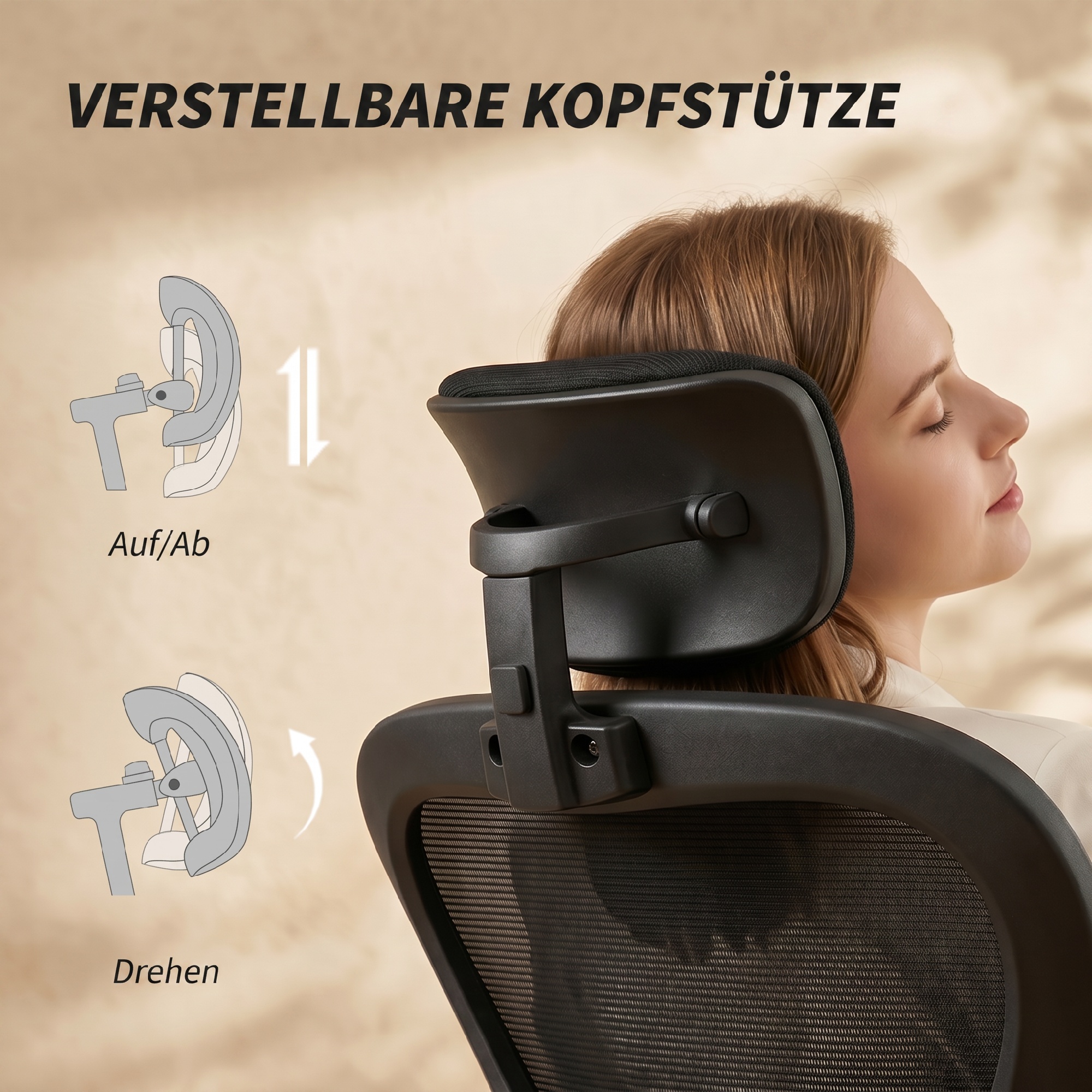 Ergonoomiline kontoritool, must, 64 x 63 x 115-125 cm
