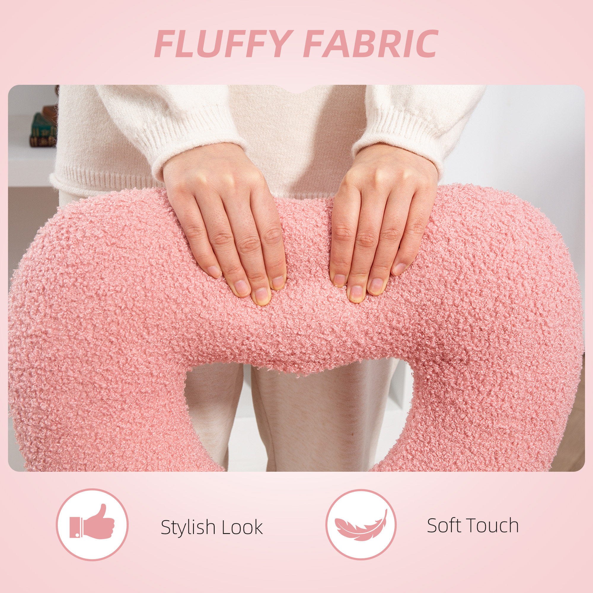 Roosa kontoritool südamekujulise seljatoega, Teddy fleece, 78-88 cm