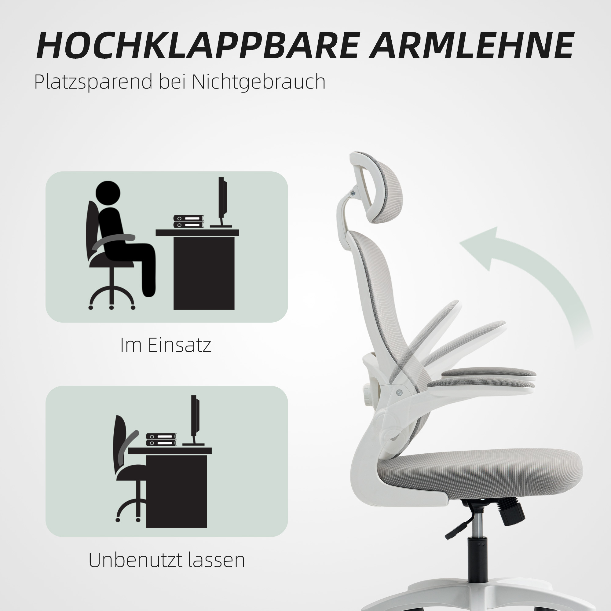Ergonoomiline bürootool võrkkattega seljatoega, hall, 64 x 62 x 107-115 cm