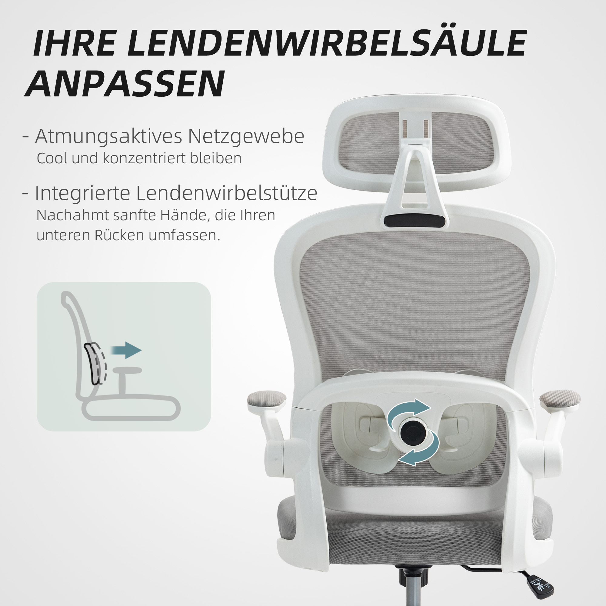Ergonoomiline bürootool võrkkattega seljatoega, hall, 64 x 62 x 107-115 cm