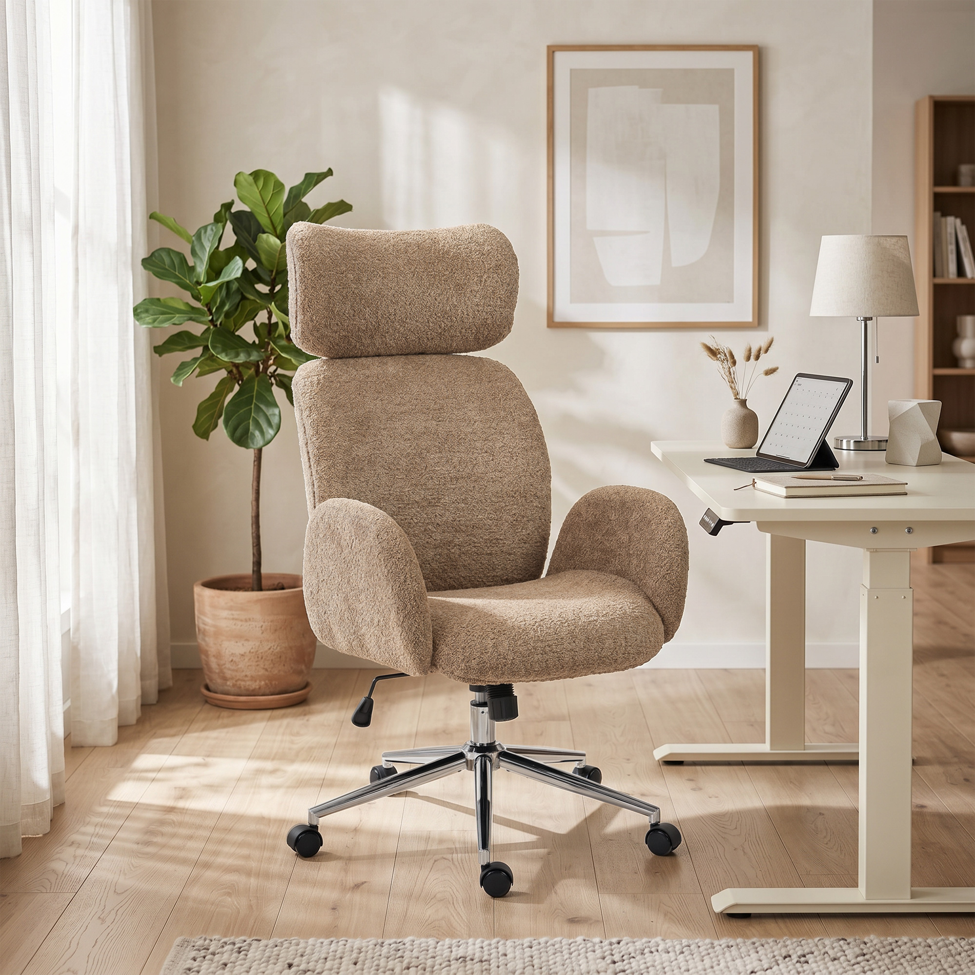 Bürootool reguleeritava peatugi, ergonoomiline, kiikfunktsiooniga, pruun, 115-123 cm