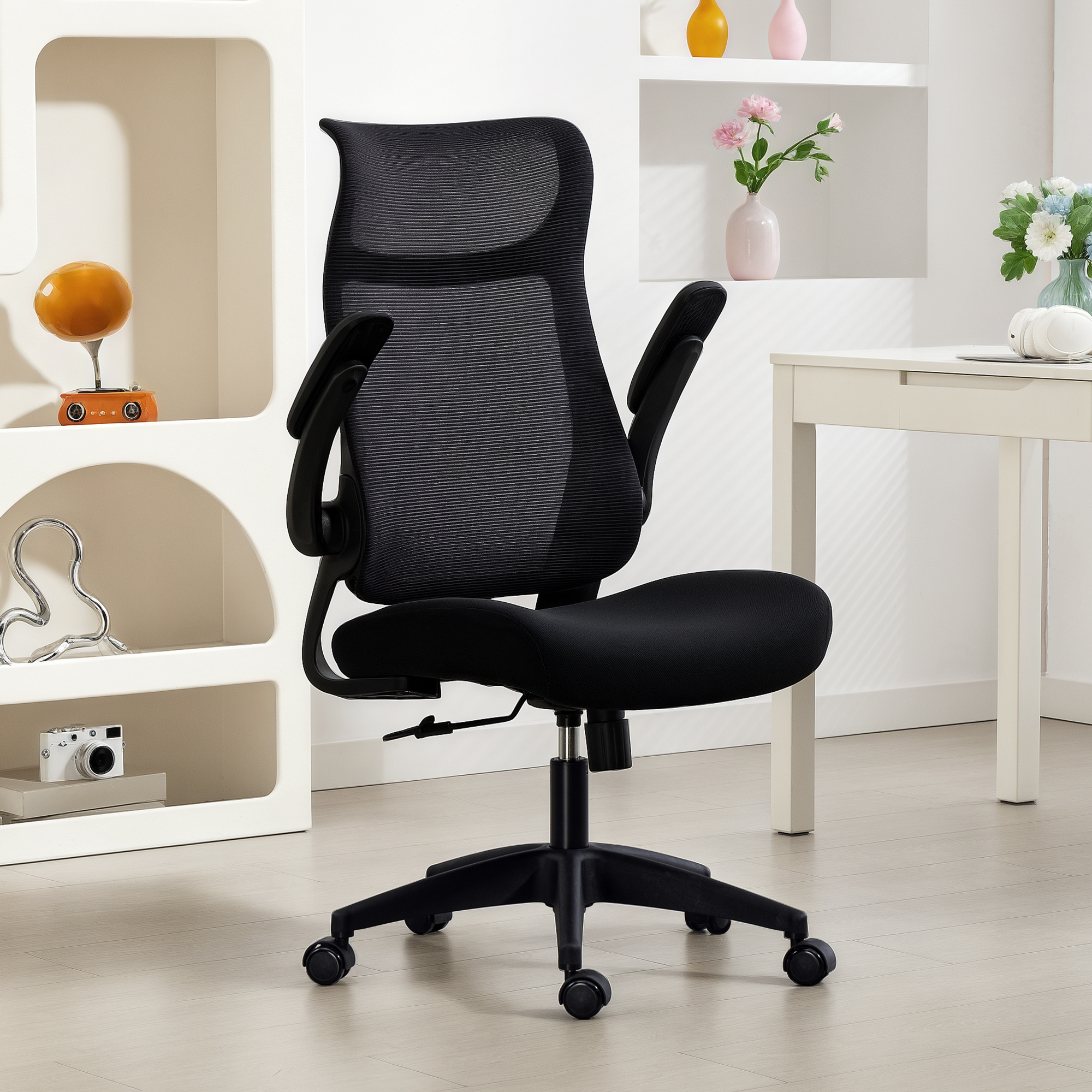 Ergonoomiline kontoritool 3D käetugedega, võrkkangas, must, 108-118 cm