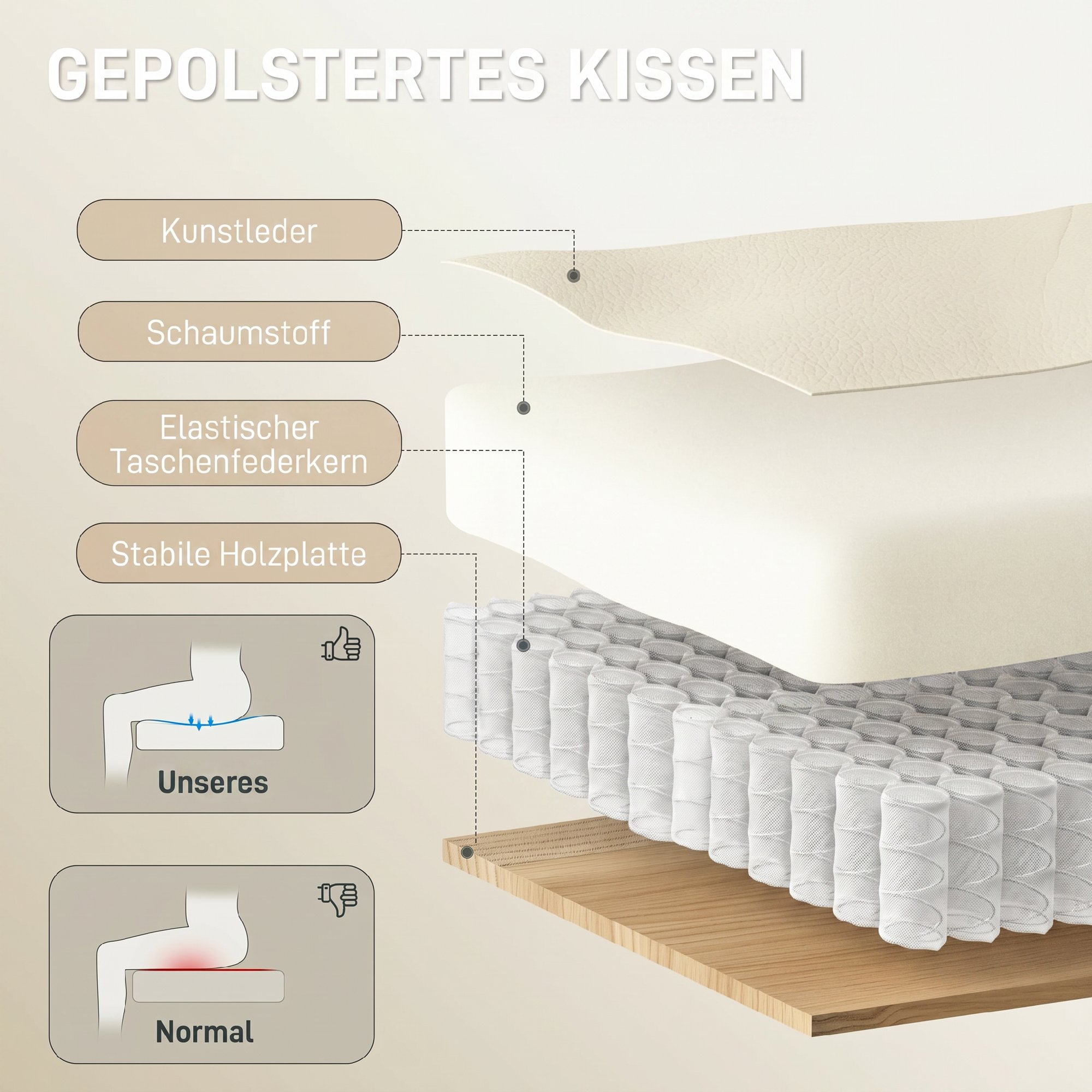 Ergonoomiline kontoritool jalatoega, kunstnahk, beež+must, 120 kg