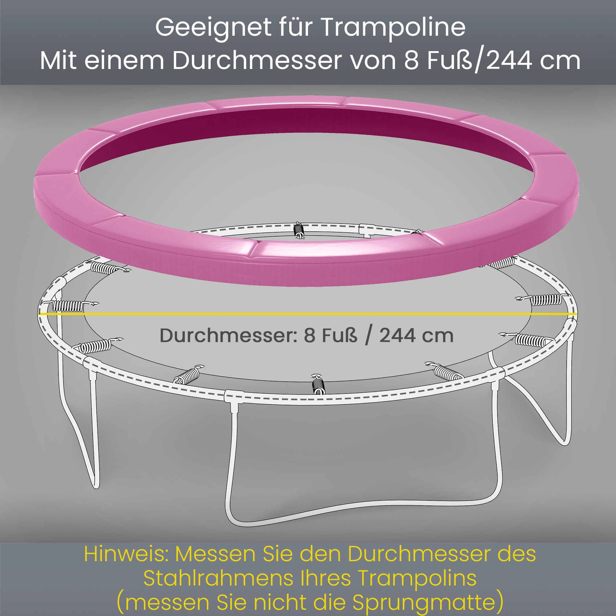 Trampoliini servakate, roosa, Ø244 x 30 cm