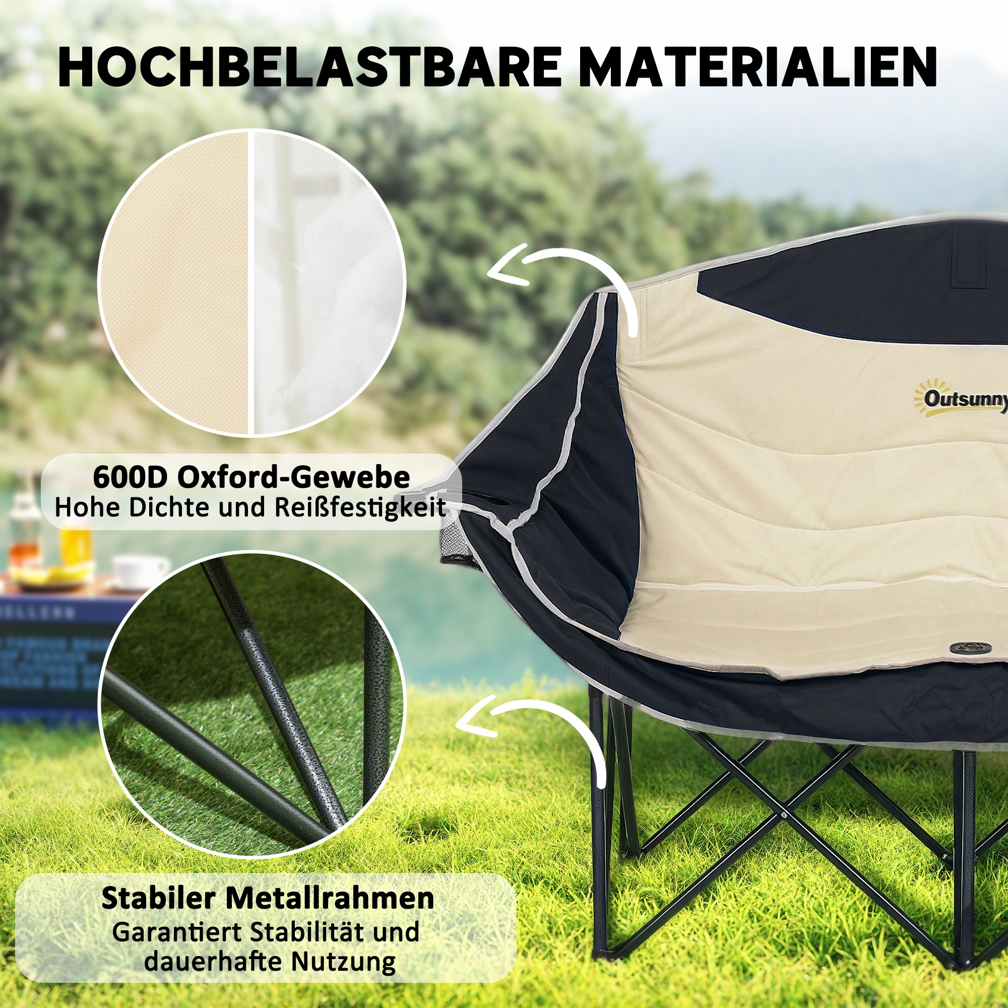 Kokkupandav kahekohaline matkatoool topsihoidjatega, khaki, kuni 250 kg