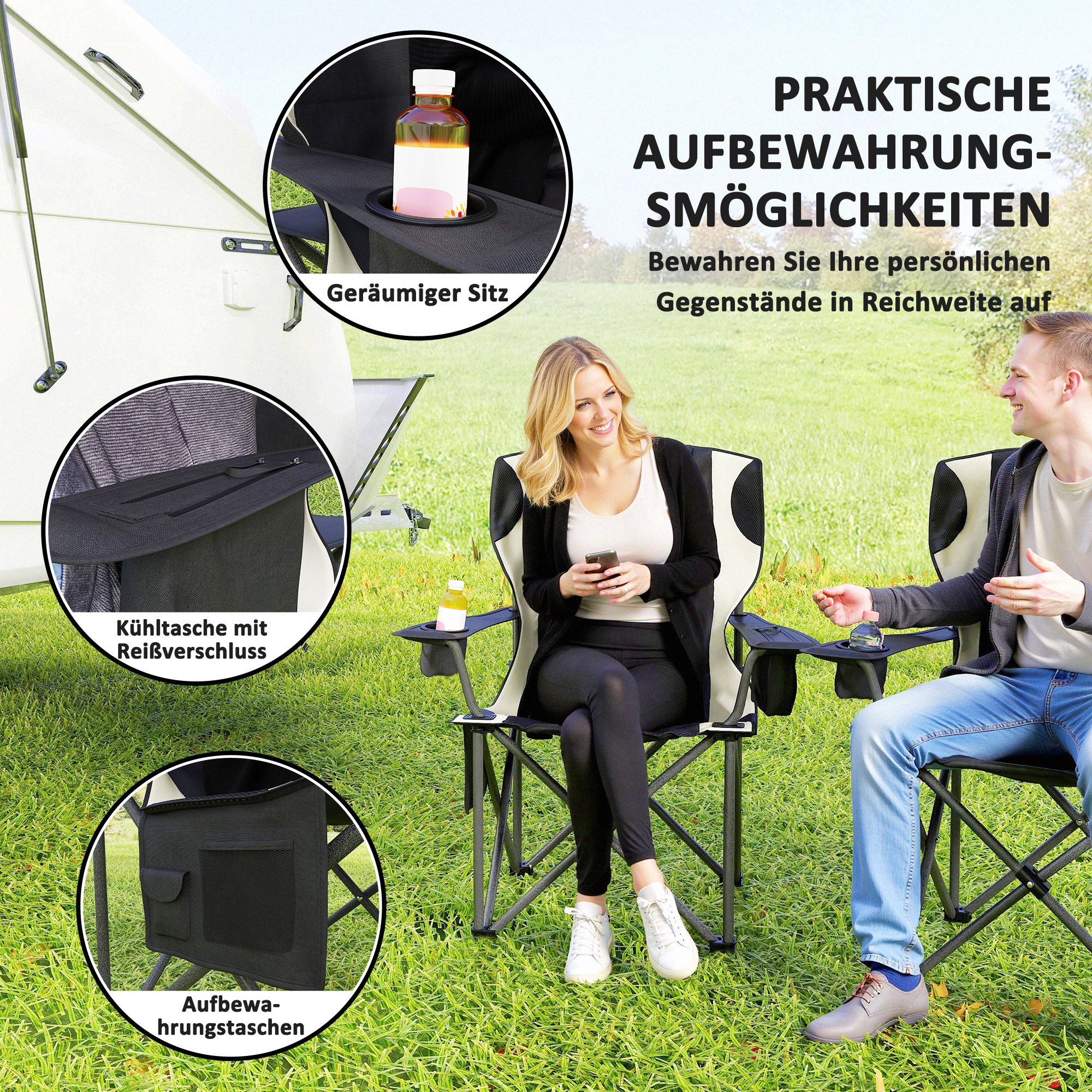 2 tk kokkupandav matkatoolide komplekt, must, 94 x 62 x 100 cm