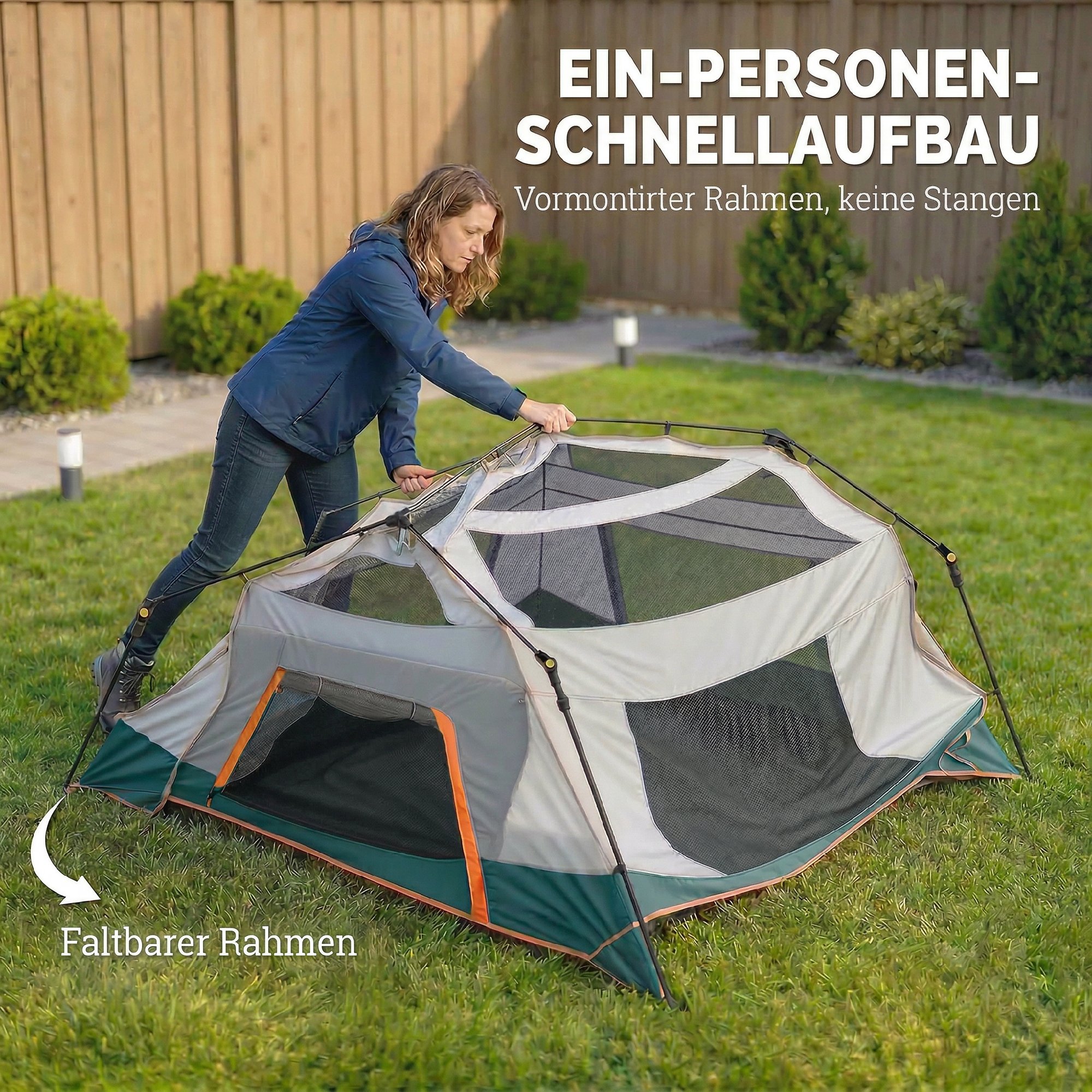 4-6 inimese camping telk, roheline, 350 x 350 x 205 cm