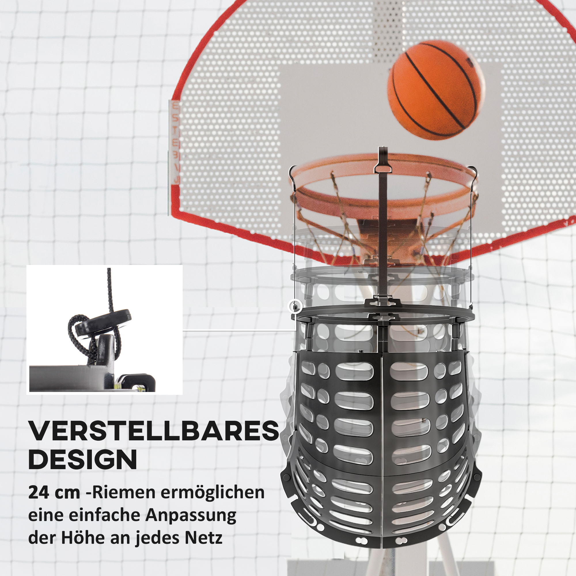 Korvpalli tagasilöögi seade, reguleeritav kõrgus, 360° pööratav, plast, must, 35,6 x 35,6 x 75,5 cm