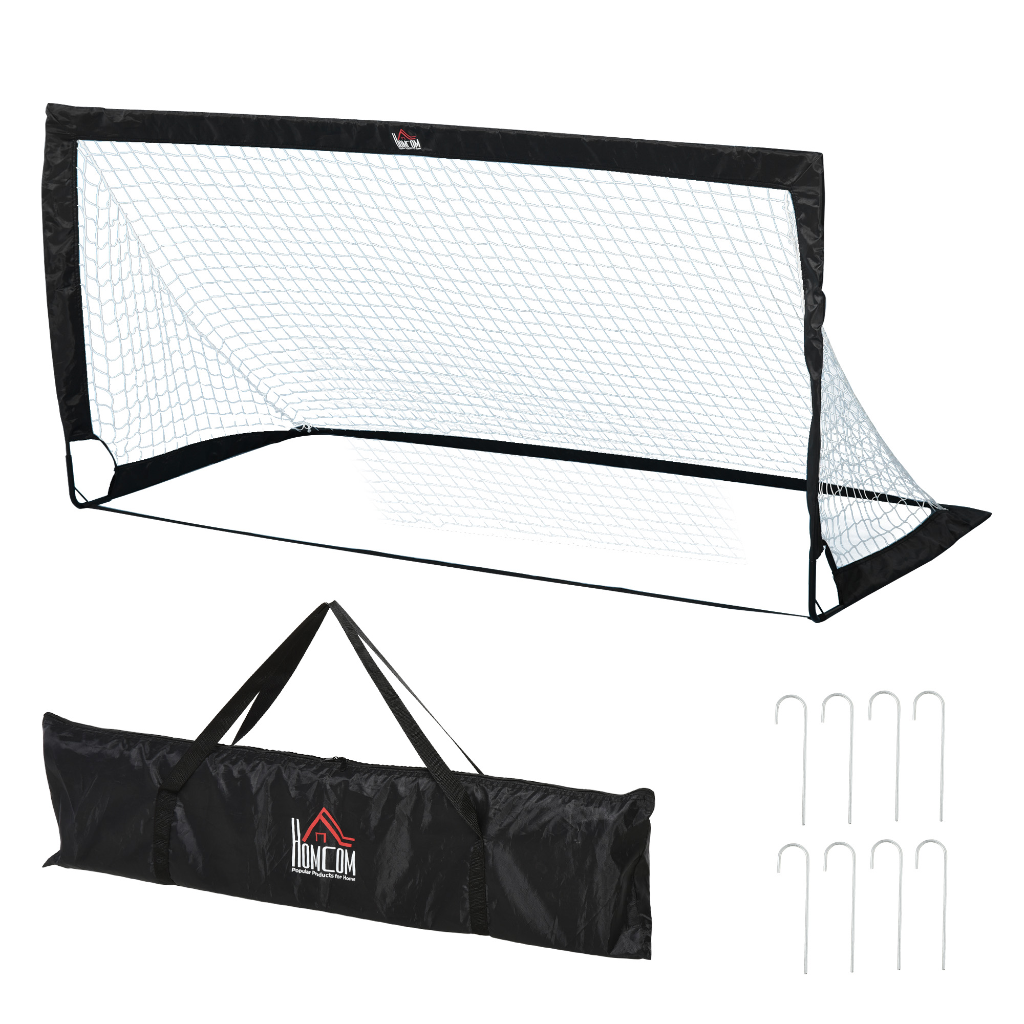 Kokkupandavate jalgpalliväravate 2 tk komplekt, 183 x 90 x 90 cm, must