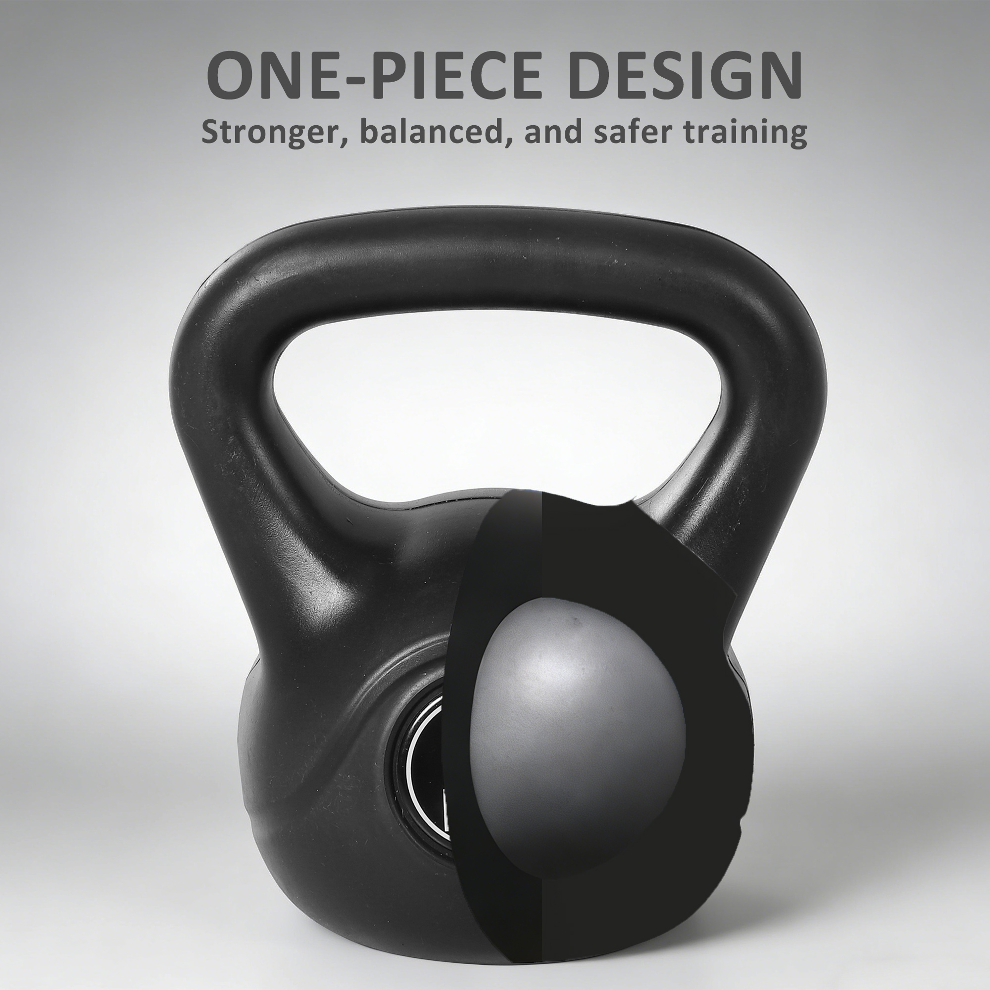 8 kg kettlebell, must, plastmassi ja liivaga