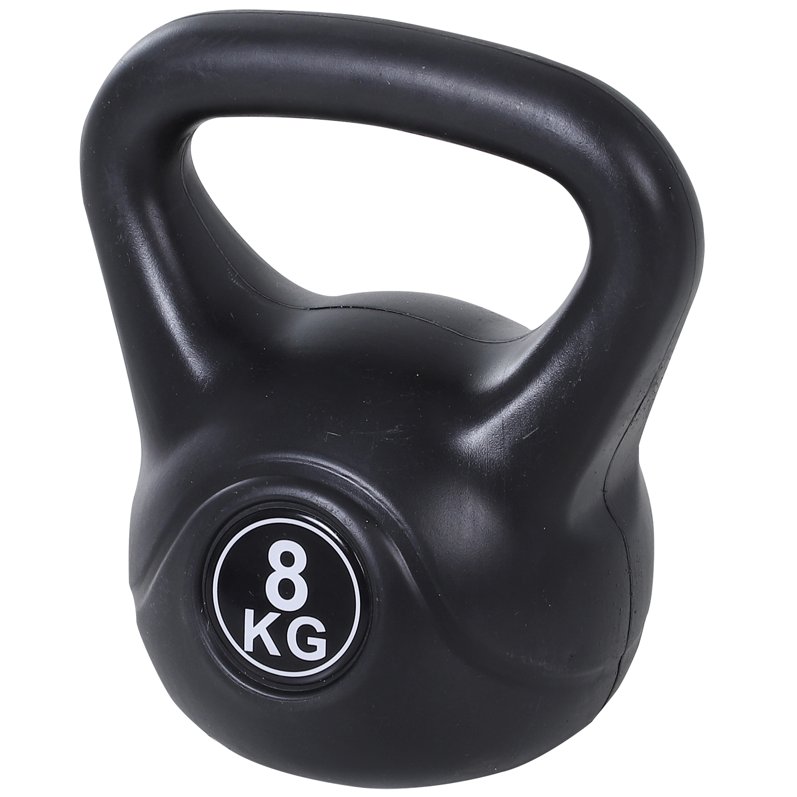 8 kg kettlebell, must, plastmassi ja liivaga