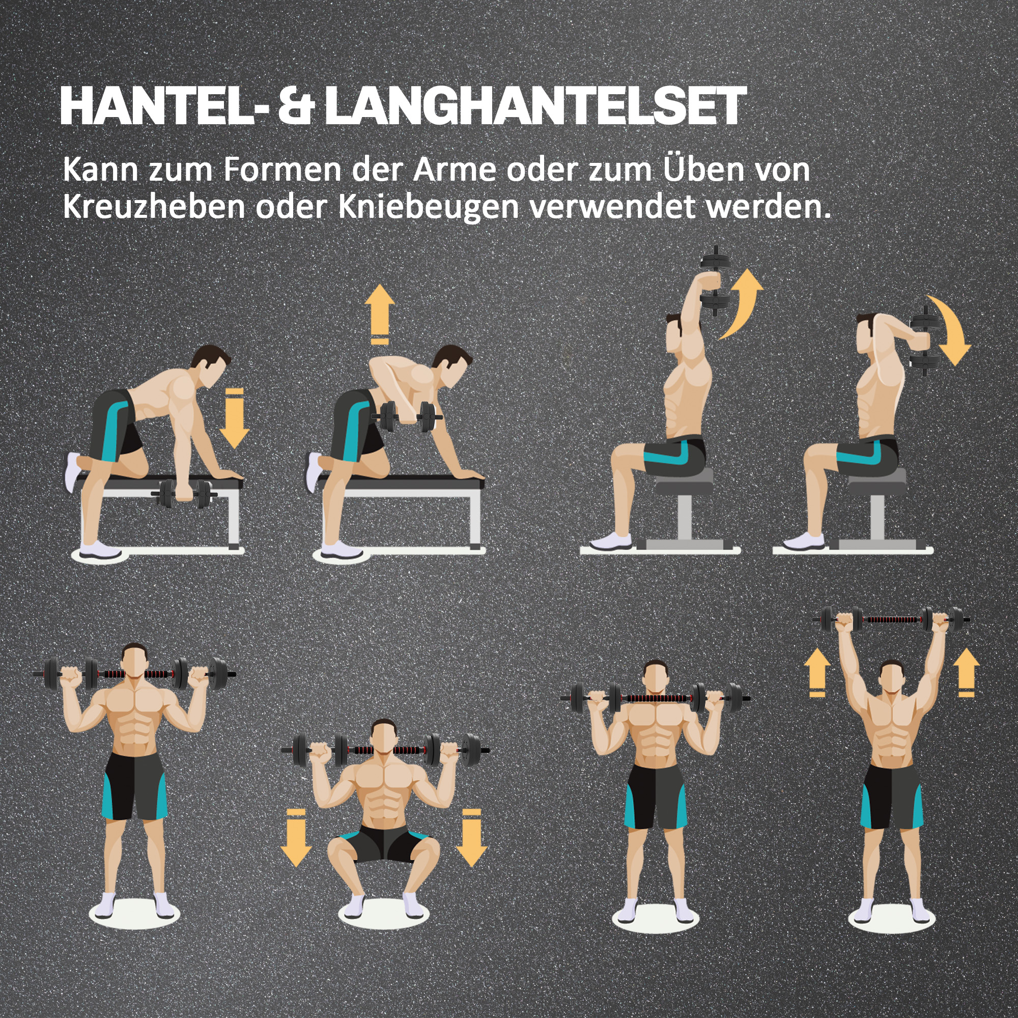 Reguleeritav hantlite ja kangi komplekt 15 kg, must