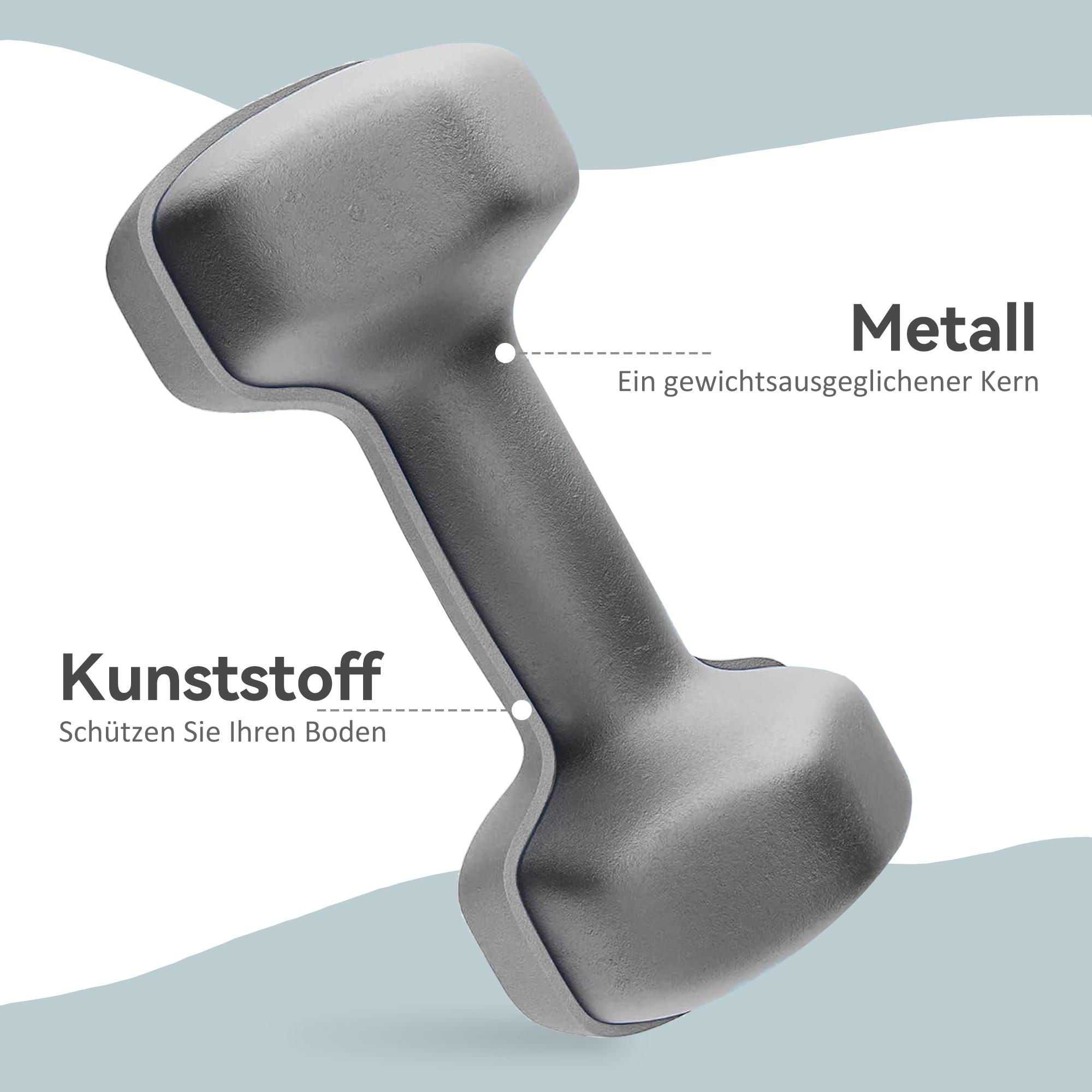 2 x 6 kg hantlite komplekt, kuusnurkne disain, hall