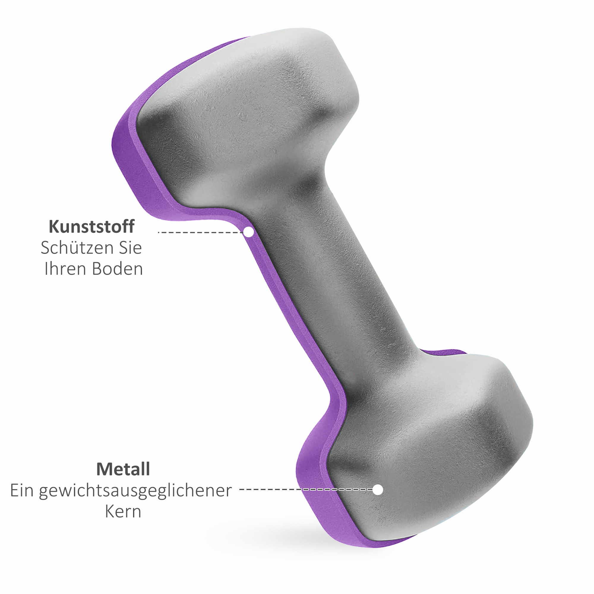 Hantlite komplekt hoiuriiuliga, 6 hantlit, 12 kg, roosa, helesinine, lilla
