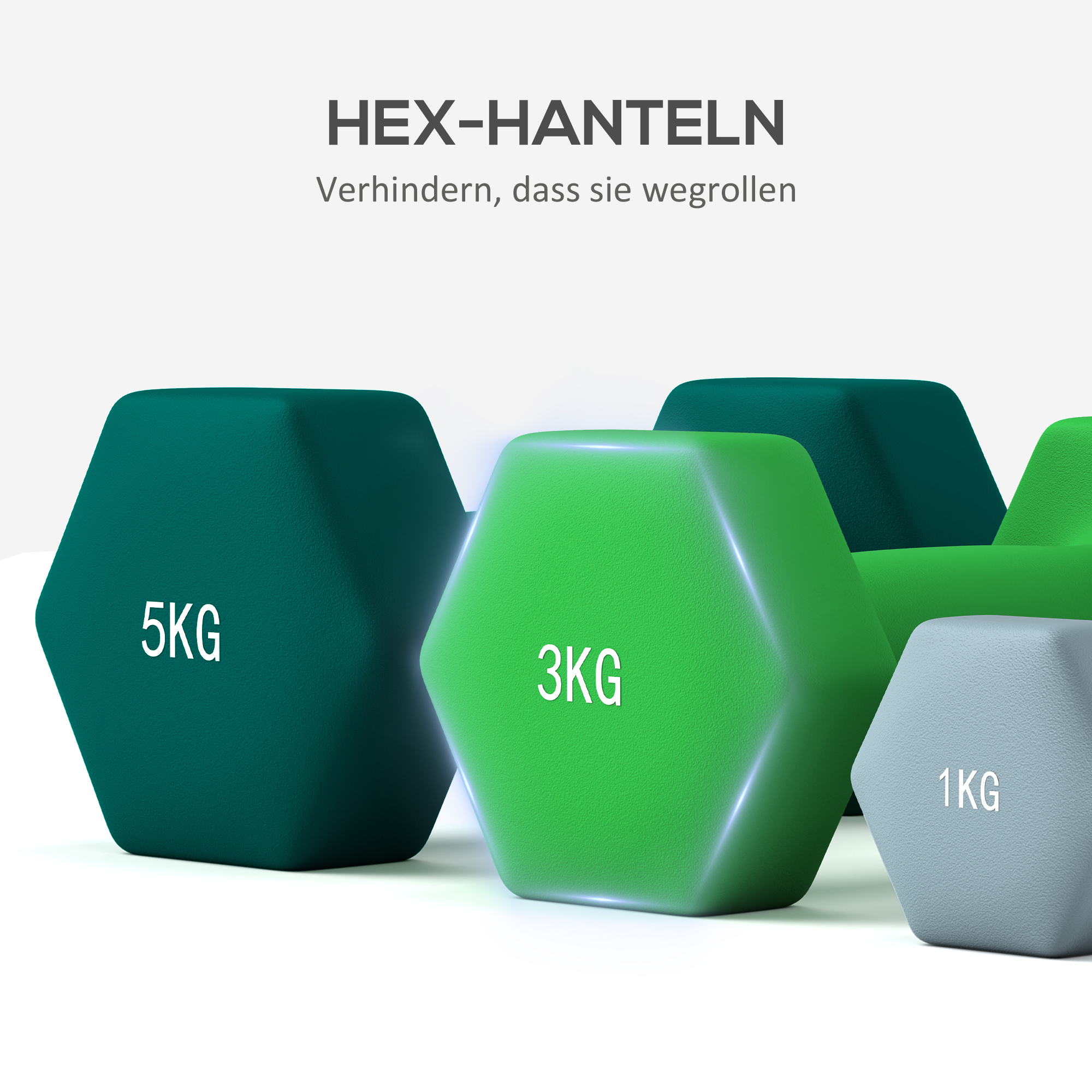 Hantlikomplekt hoiustusalusega, 6 hantlit fitnessitreeninguks, 2 x 1 kg, 2 x 3 kg, 2 x 5 kg