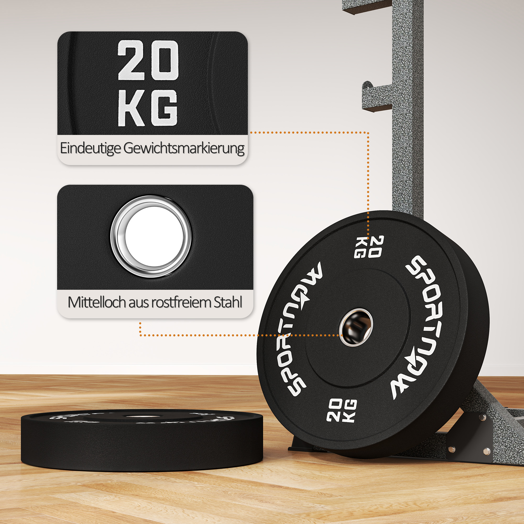 Hantelikettide komplekt, 2 x 20 kg, olümpiasstandard, kumm, must