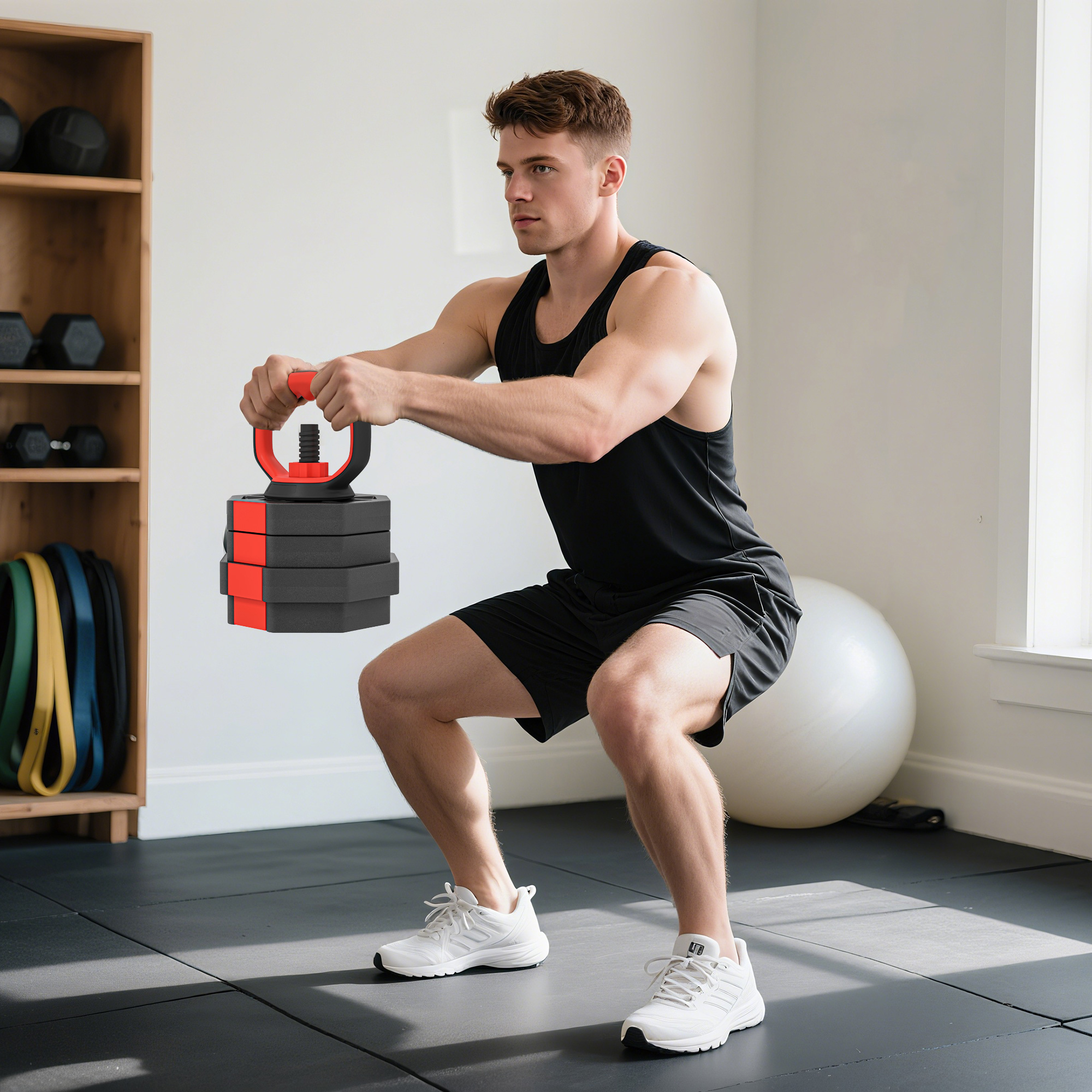 6-in-1 reguleeritav hantlikomplekt, 25 kg, punane