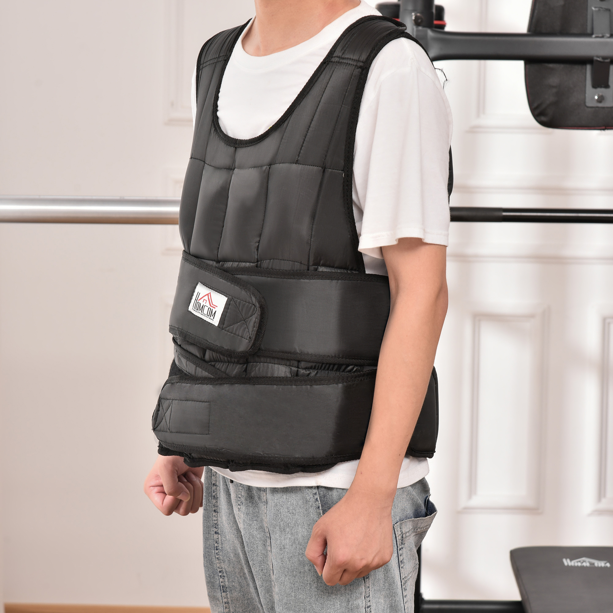 30 kg kaalutud treeningvest, reguleeritav, 35 raskuskotiga, must, 60 x 50 cm