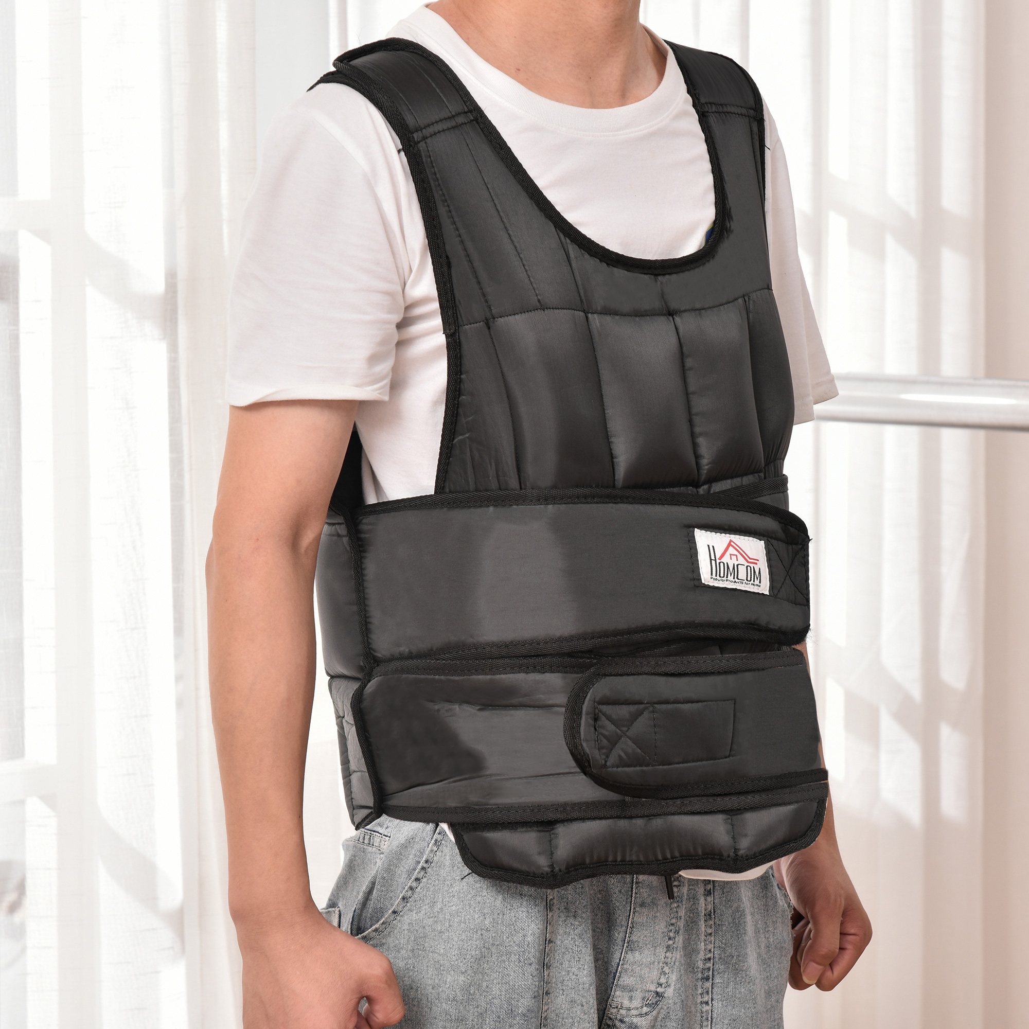 30 kg kaalutud treeningvest, reguleeritav, 35 raskuskotiga, must, 60 x 50 cm