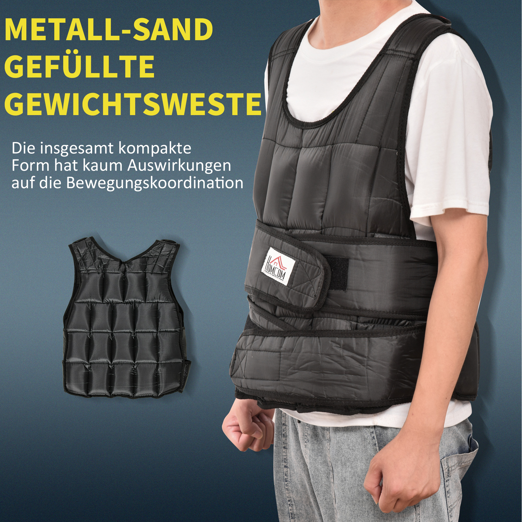 30 kg kaalutud treeningvest, reguleeritav, 35 raskuskotiga, must, 60 x 50 cm