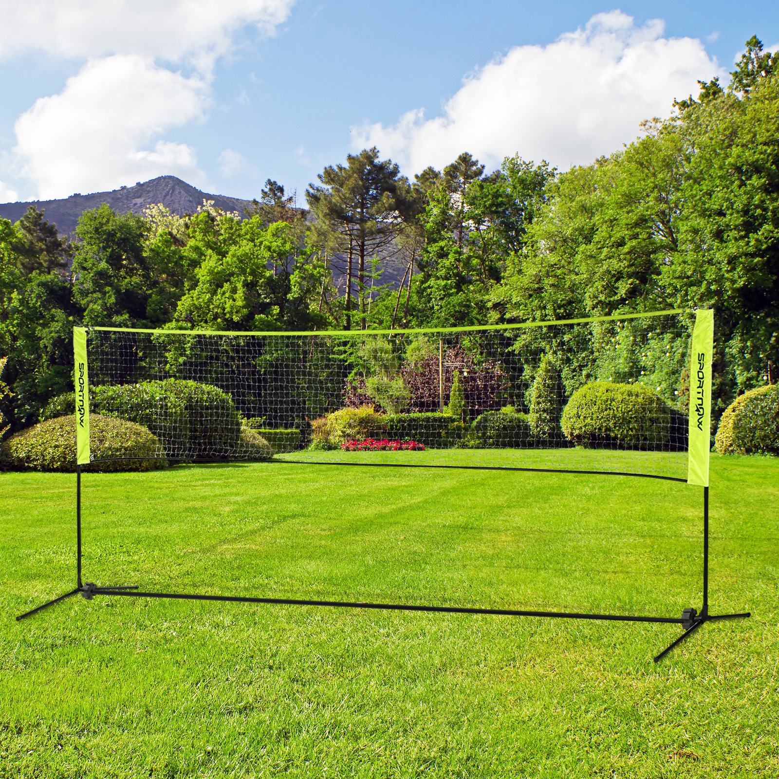 Reguleeritav kaasaskantav sulgpallivõrk, 107-155 cm, kollane, kotiga