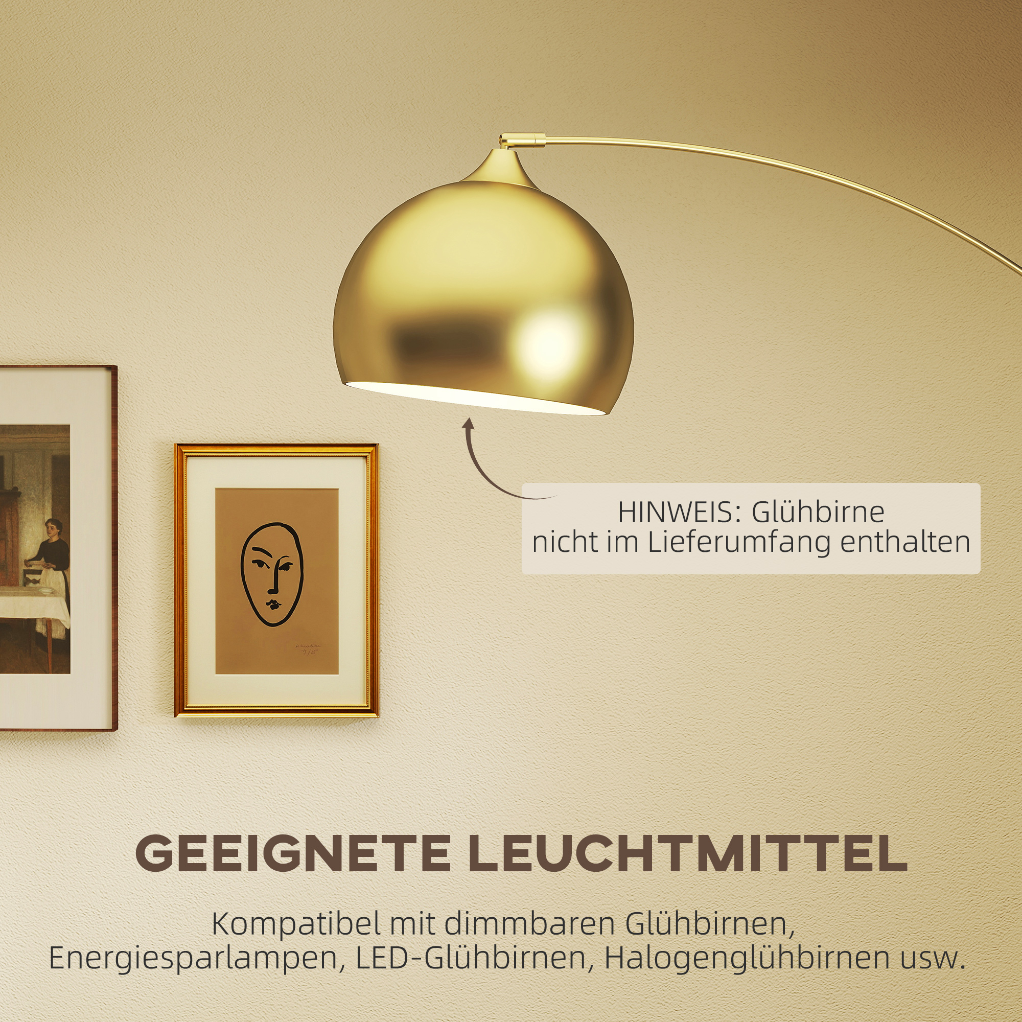Kaarlamp, kuldne/must, 170-180 cm