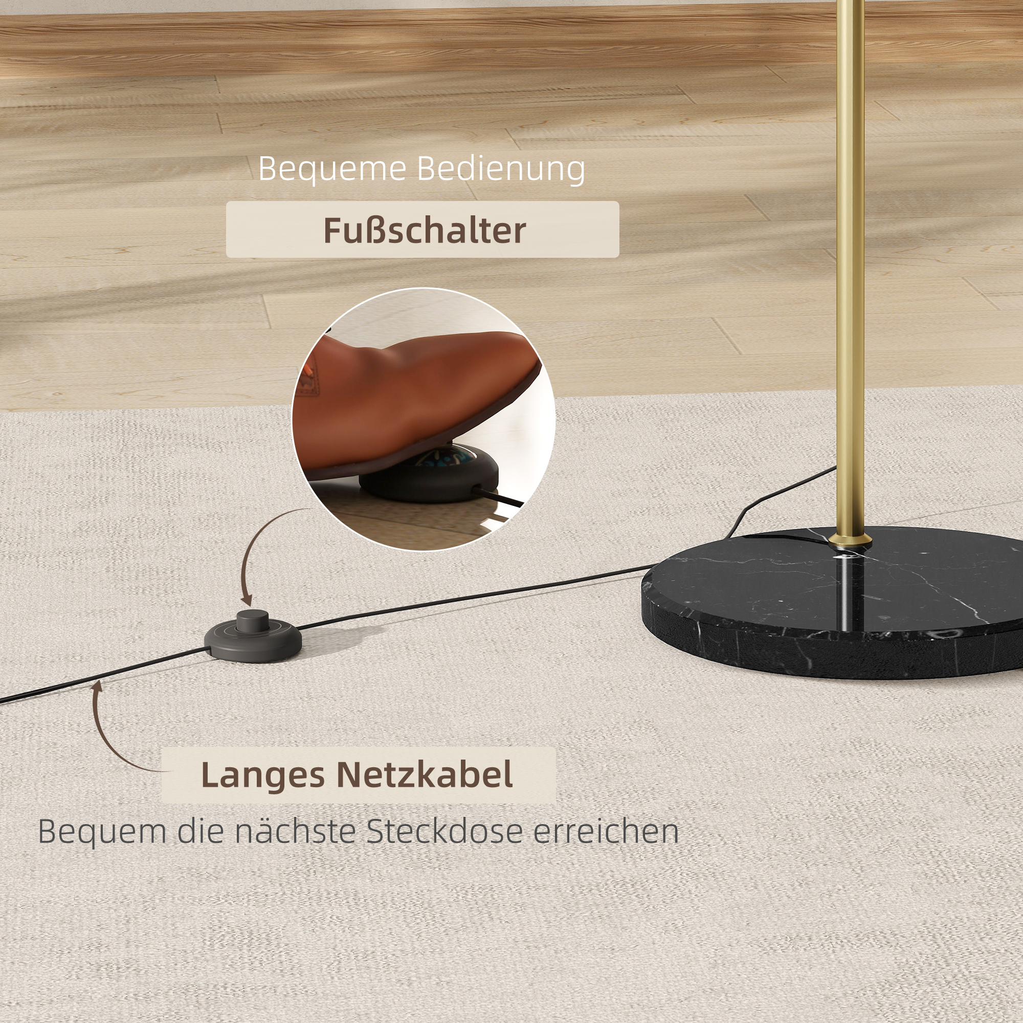 Kaarlamp, kuldne/must, 170-180 cm