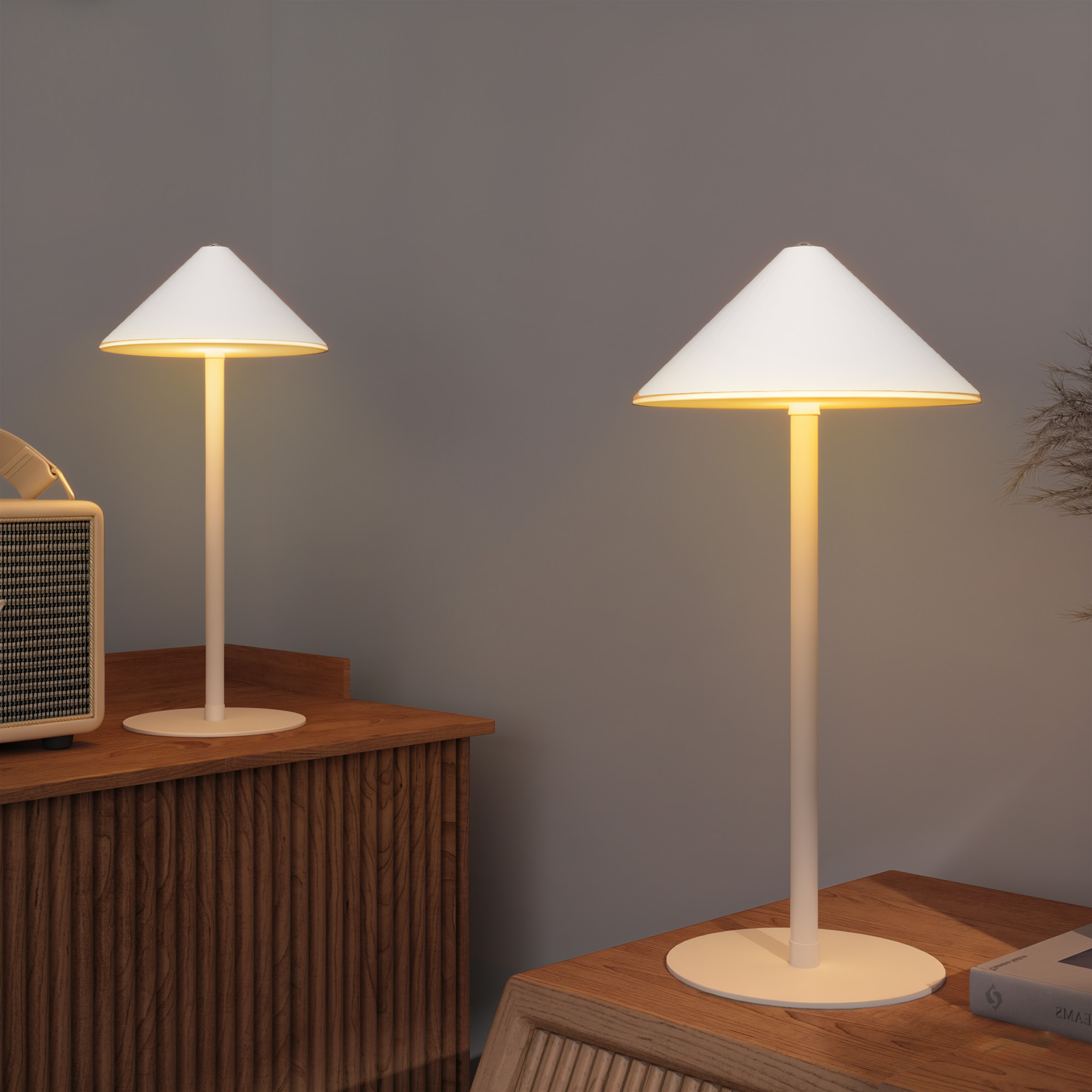 2 tk LED-laualamp USB-kaabliga, puutetundliku lülitiga, metallist, valge