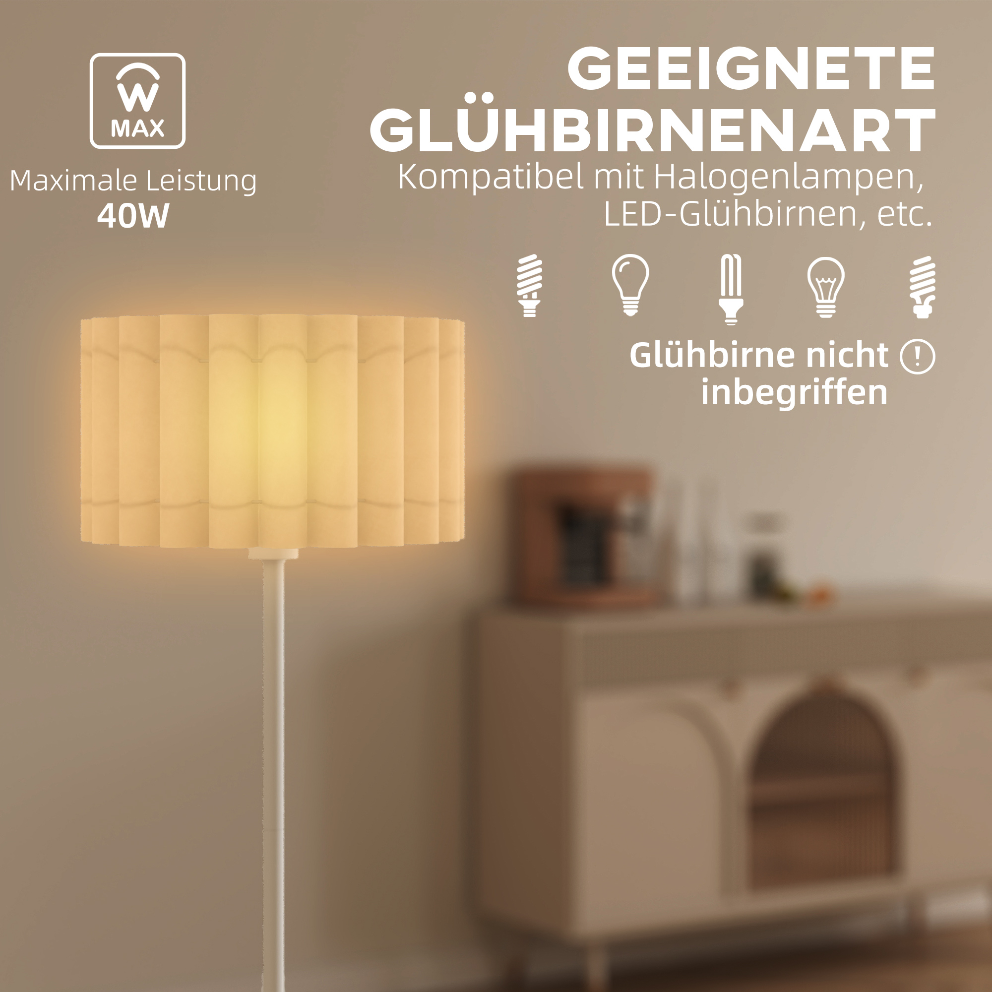 Retro stiilis põrandalamp, plastist lambivari, valge, Ø35 x 153 cm
