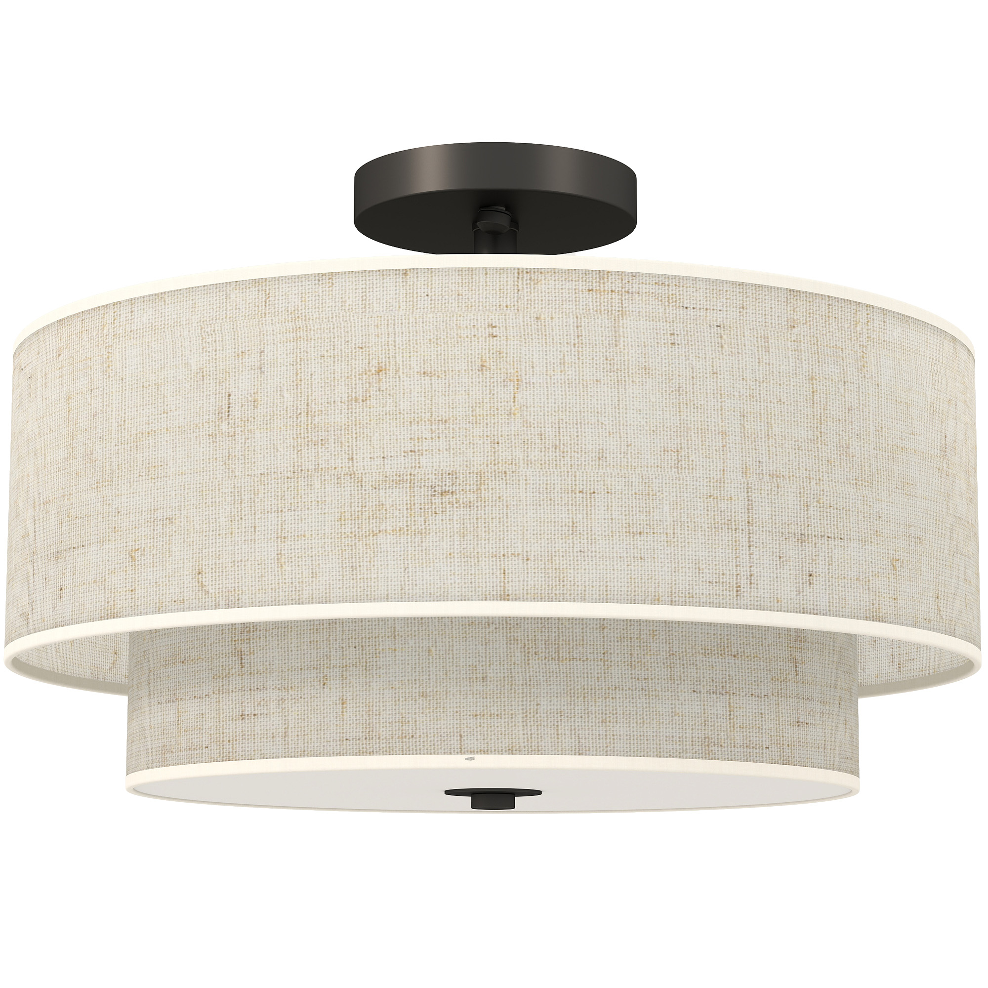 Laelamp topelt lina välimusega varjudega, kreemvalge, Ø40 x 26 cm
