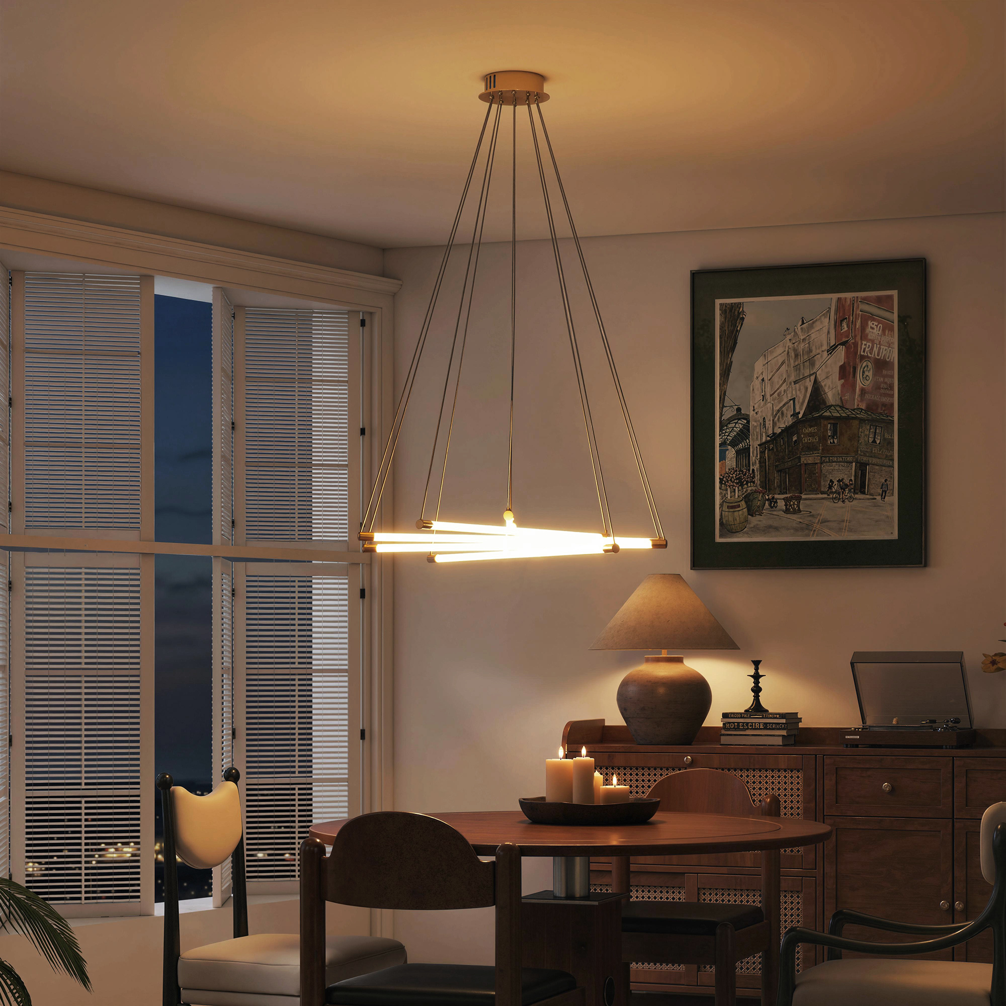 LED-laevalgusti, 50 W, reguleeritav, 5 reguleeritavat valgustoru, kuldne+valge, Ø82 x 124 cm