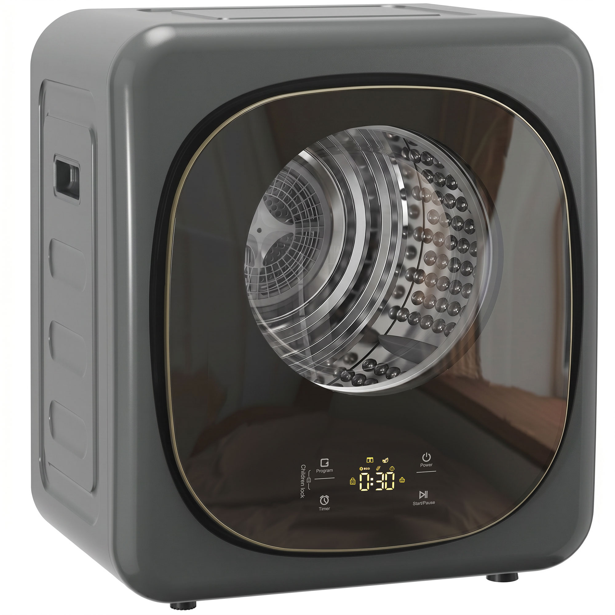 4 kg pesukuivati, kompaktne disain, 5 režiimi, taimer, hall+must