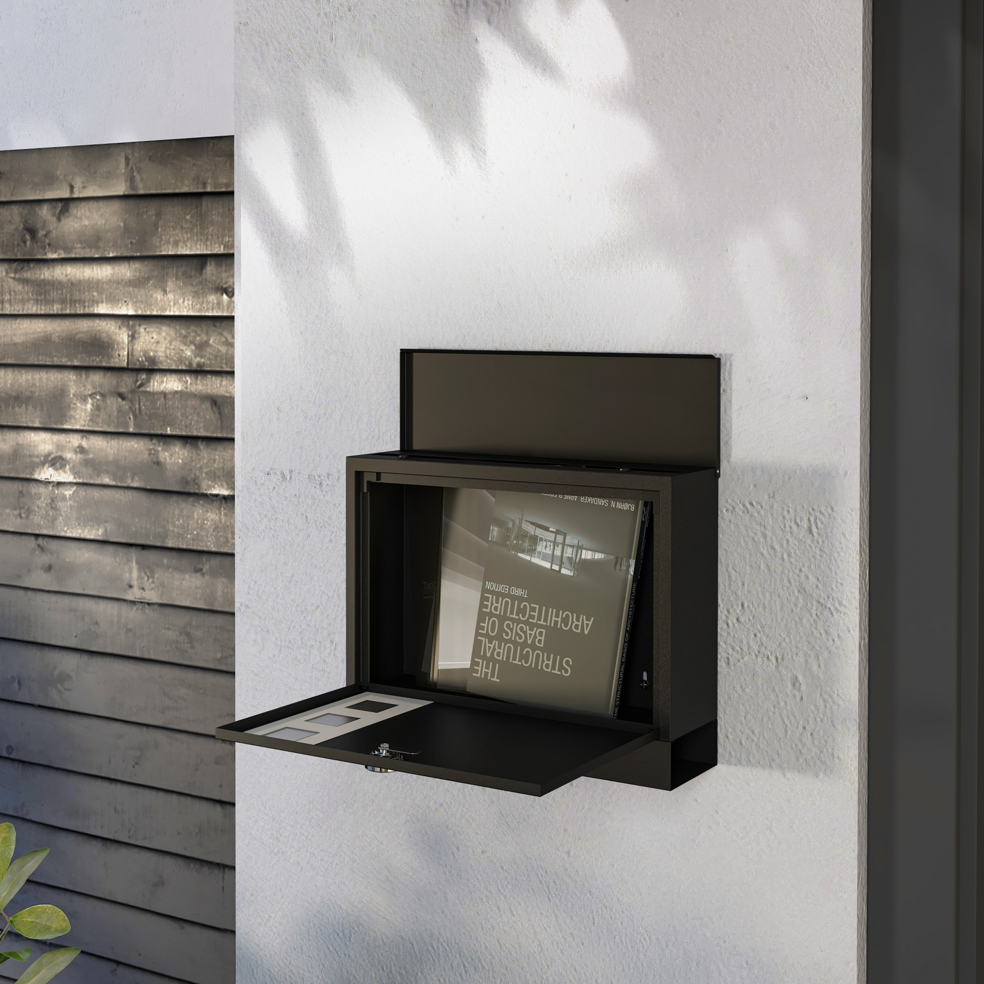 Metallist postkast, lukustatav, must, 36,5 x 11,5 x 29 cm